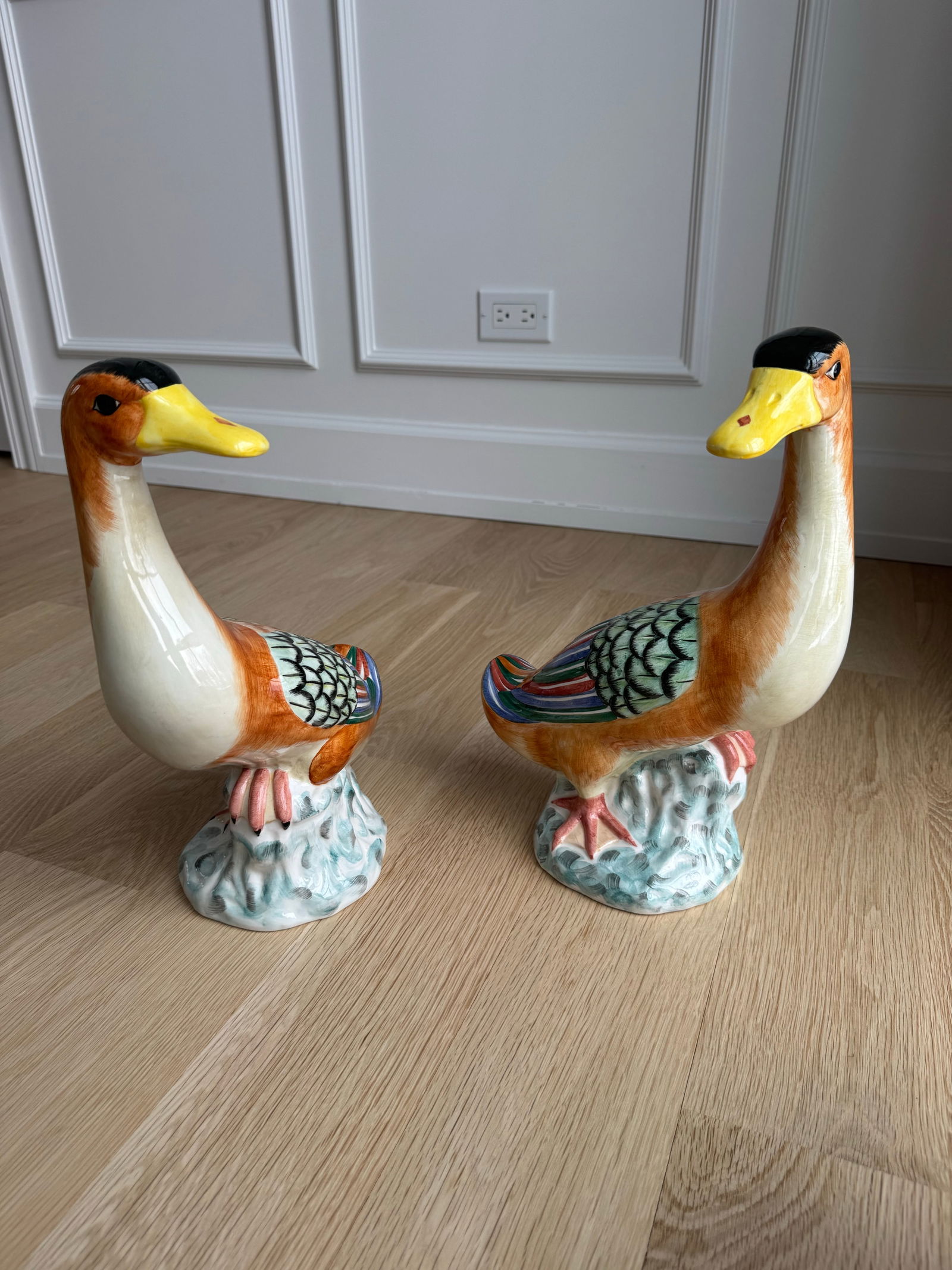Large, Rare Vintage Italian Mottahedeh Peking Duck Figurines – Hand Painted (Pair) - 7
