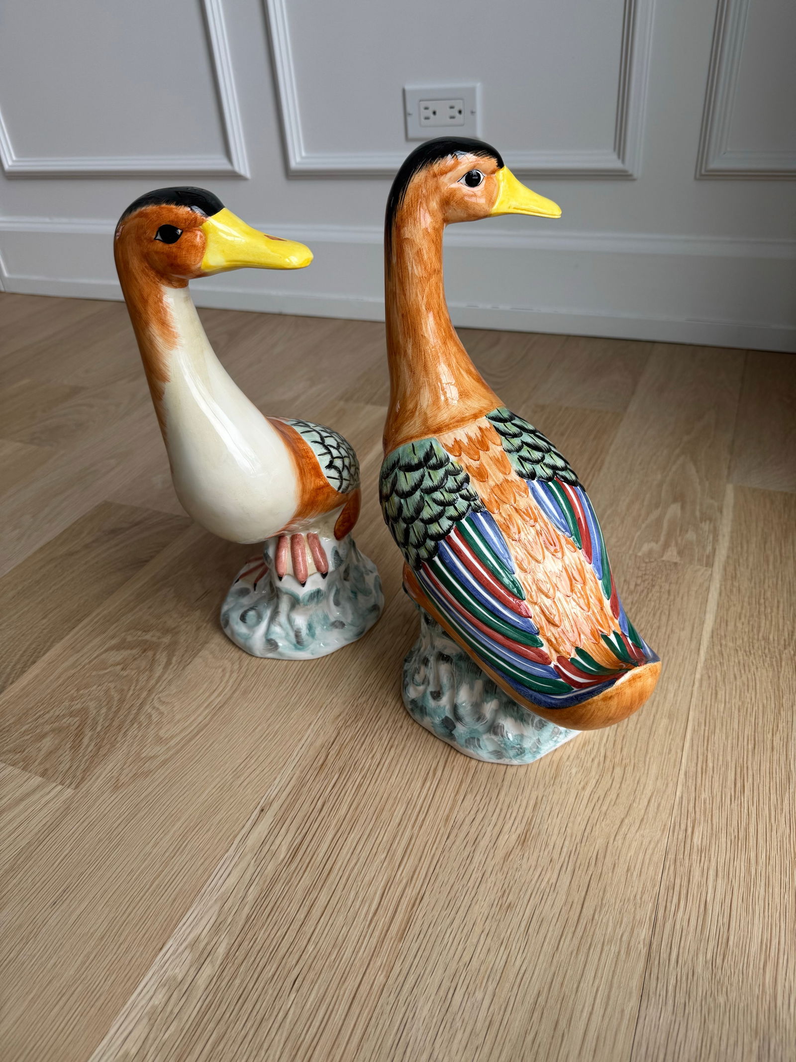 Large, Rare Vintage Italian Mottahedeh Peking Duck Figurines – Hand Painted (Pair) - 8
