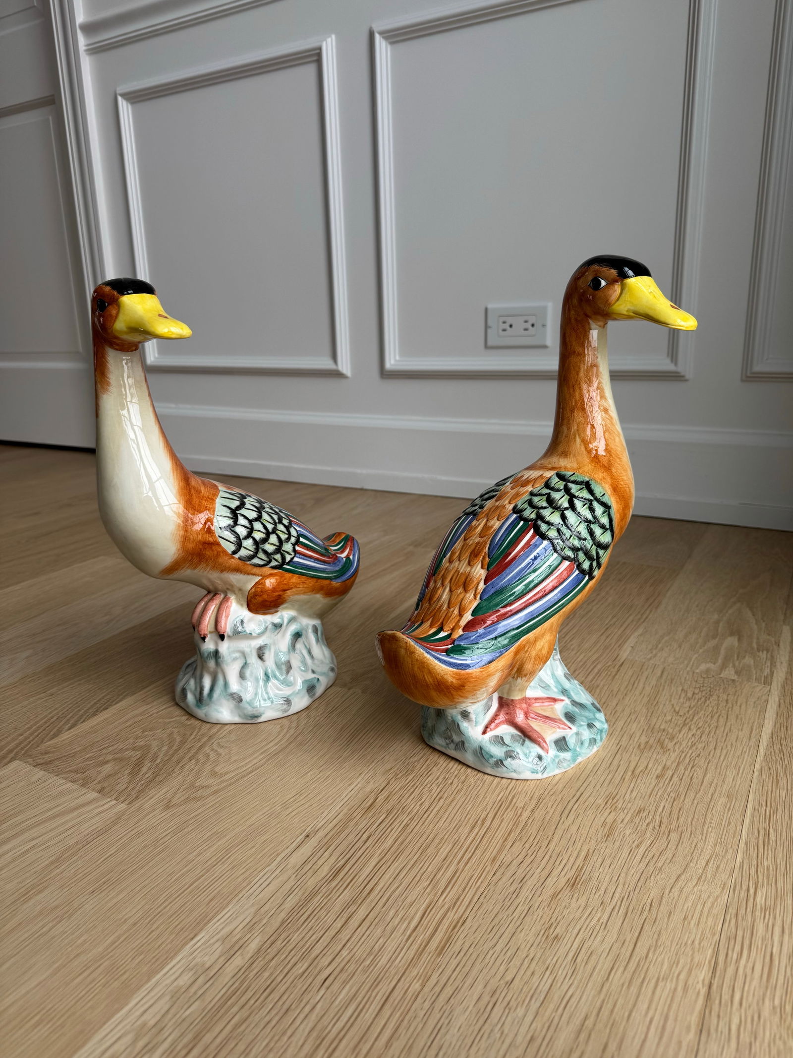 Large, Rare Vintage Italian Mottahedeh Peking Duck Figurines – Hand Painted (Pair) - 9