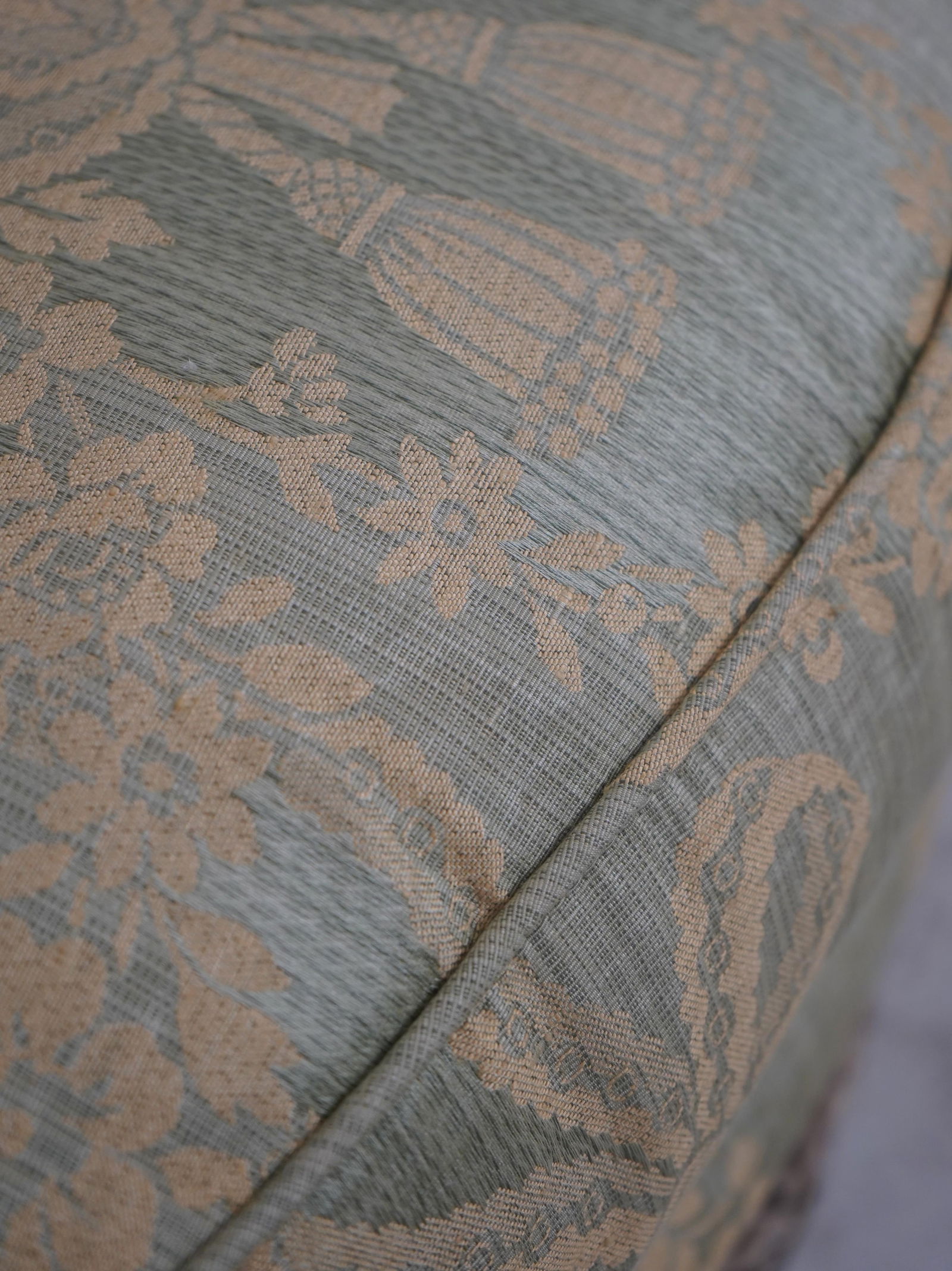 Pair Baker French Louis XV Damask Upholstered Bergere Chairs - 12