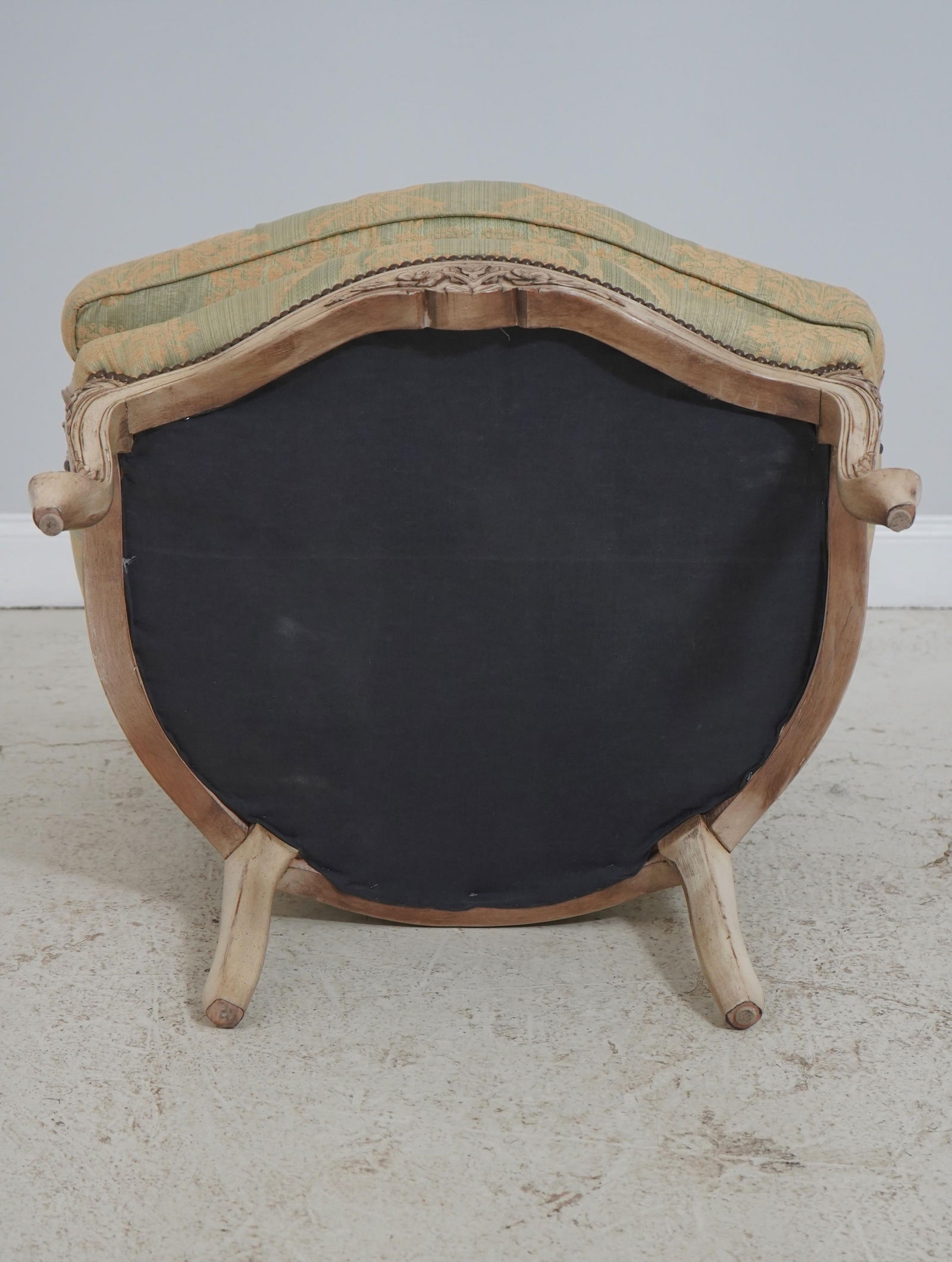 Pair Baker French Louis XV Damask Upholstered Bergere Chairs - 17