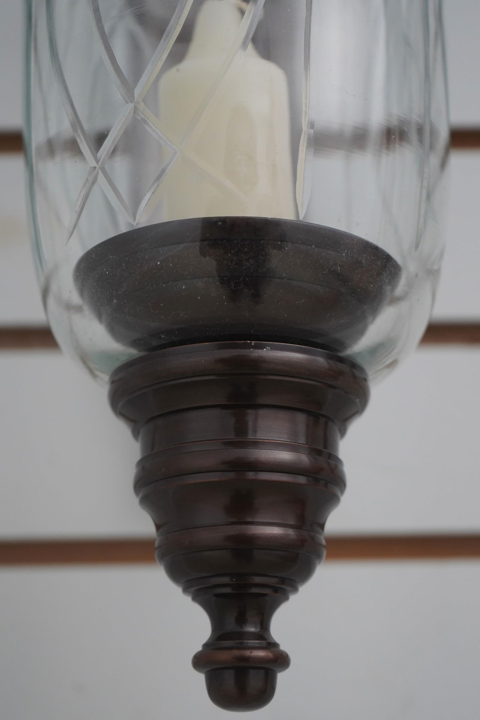 1980s Pair Bronze Wall Mounted Crystal Shade Candleabras - 6