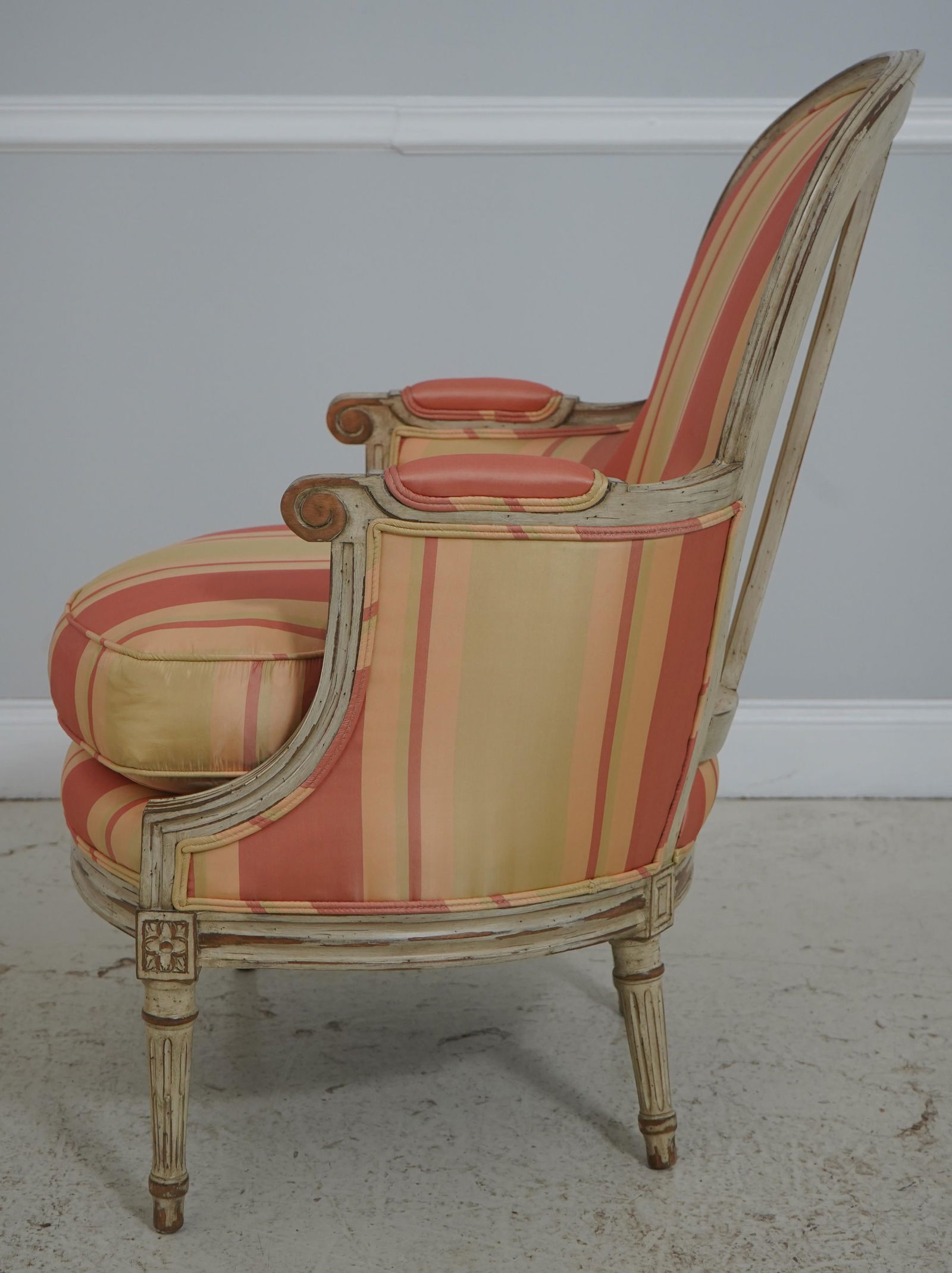 Pair Baker French Louis XVI Upholstered Bergere Chairs - 3