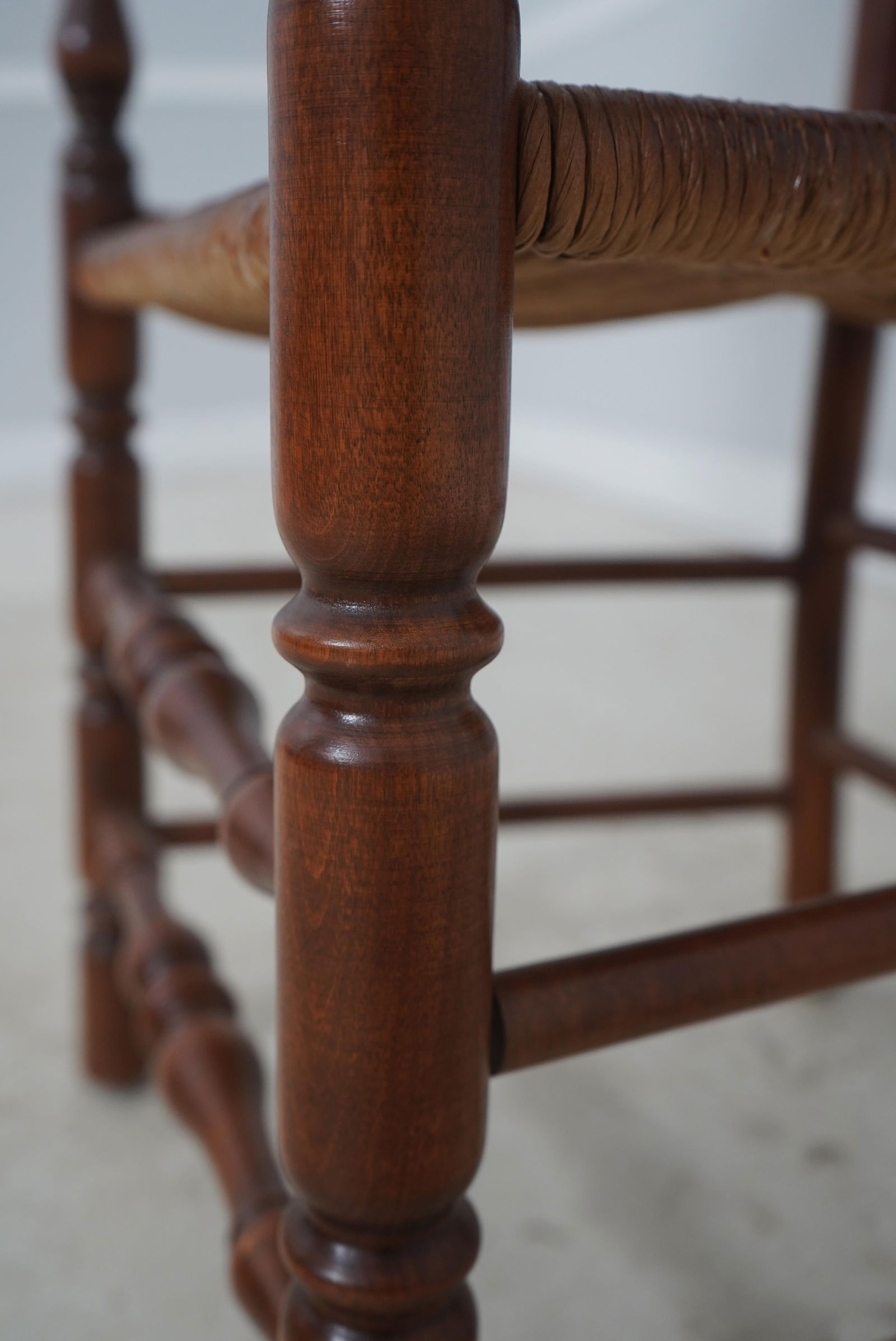 Pair Cherry Ladder Back Style Rush Seat Armchairs - 13