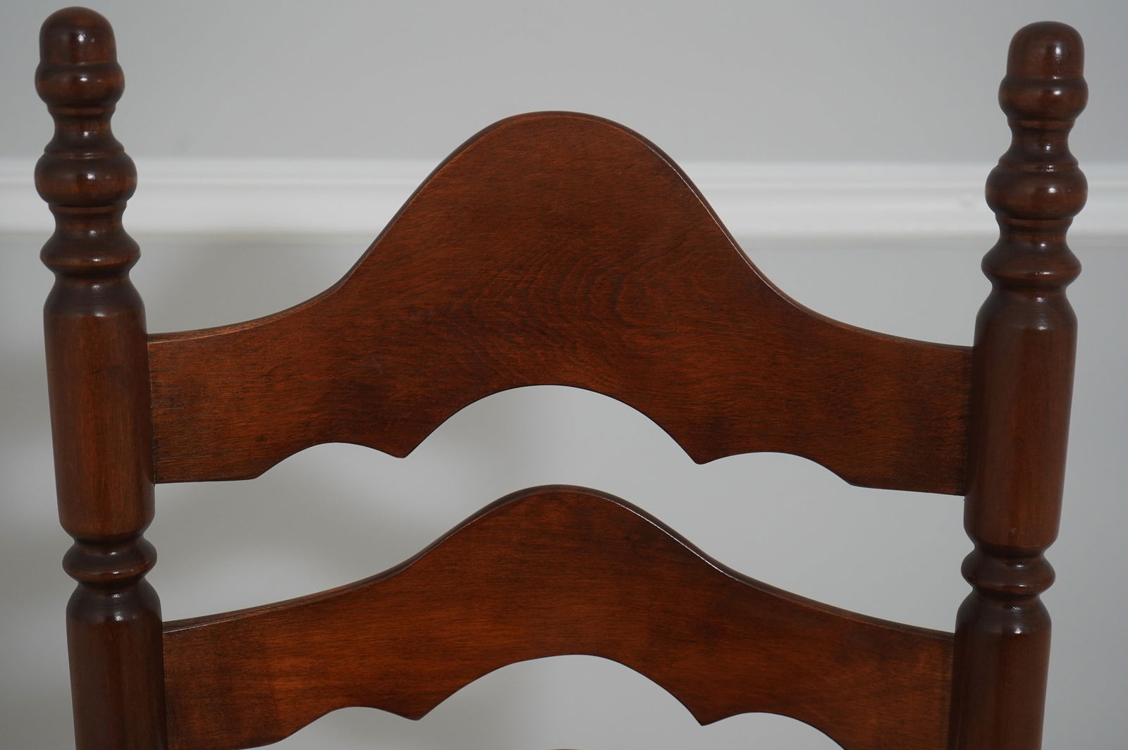 Pair Cherry Ladder Back Style Rush Seat Armchairs - 5