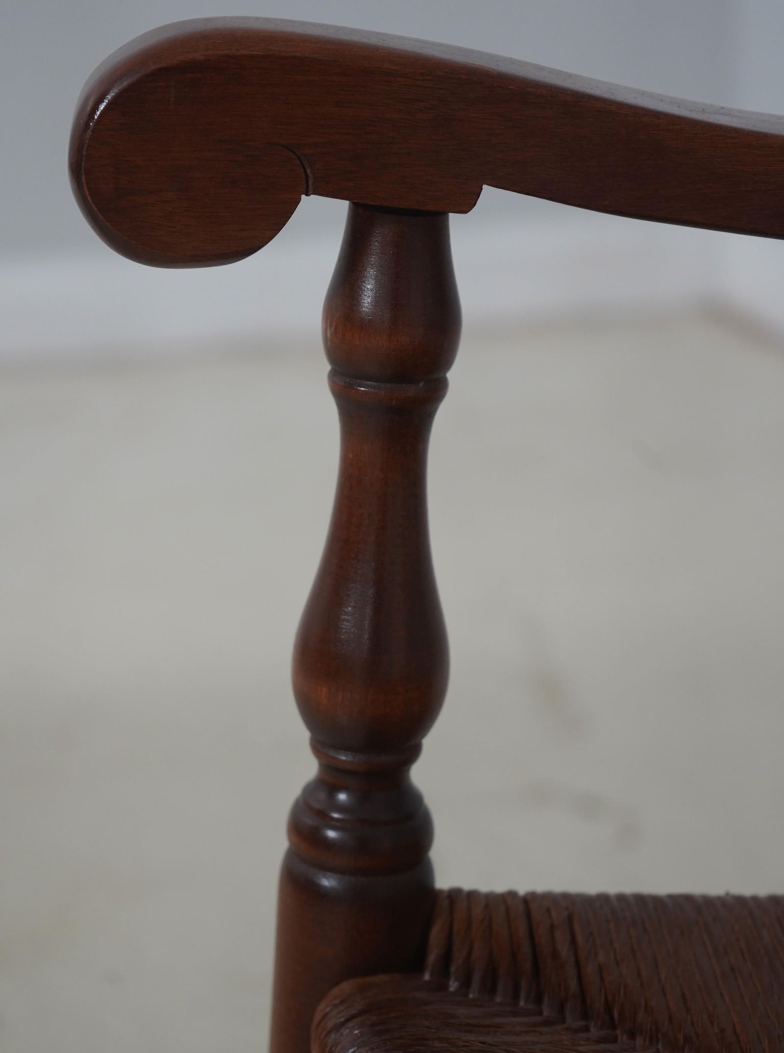 Pair Cherry Ladder Back Style Rush Seat Armchairs - 7