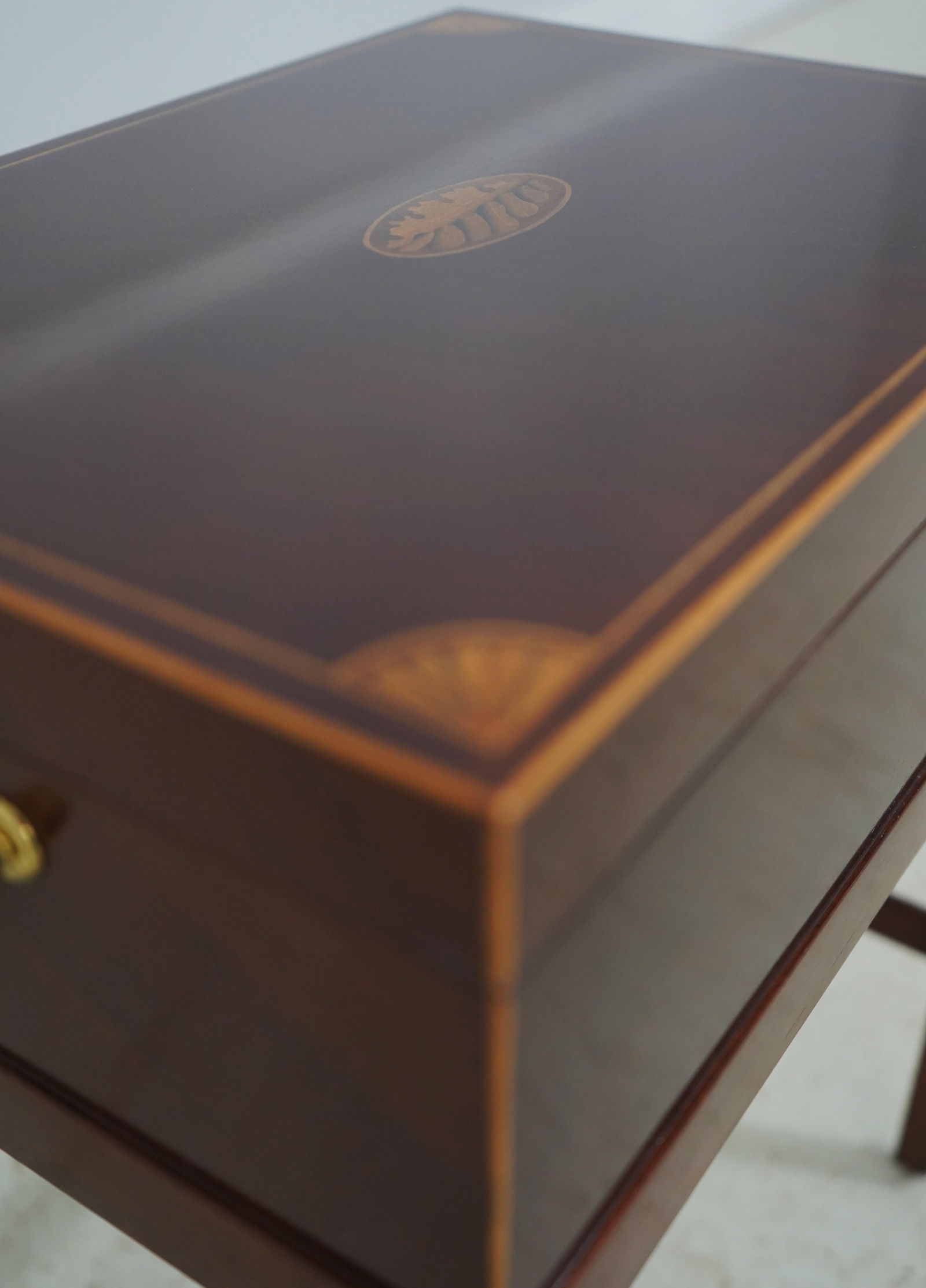 Baker Inlaid Mahogany Flip Top Box Stand - 15