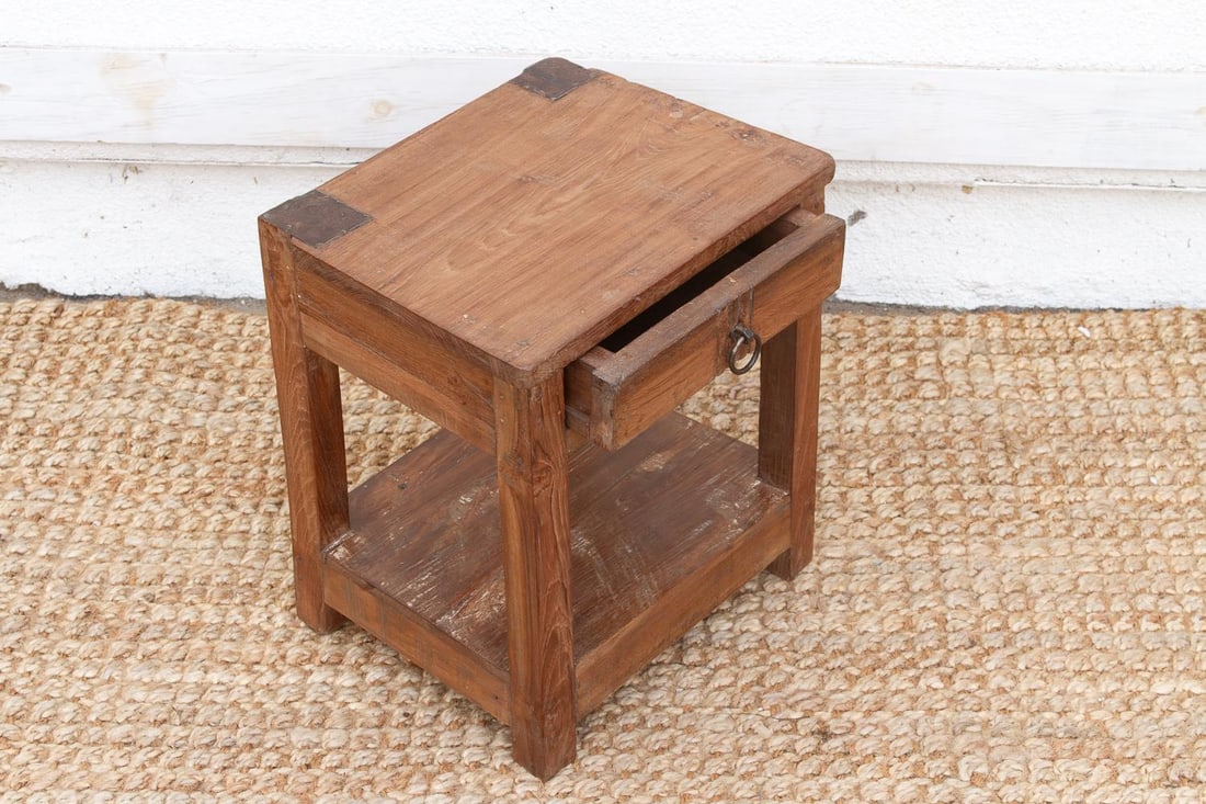 Small Antique Colonial Teak End Table - 3