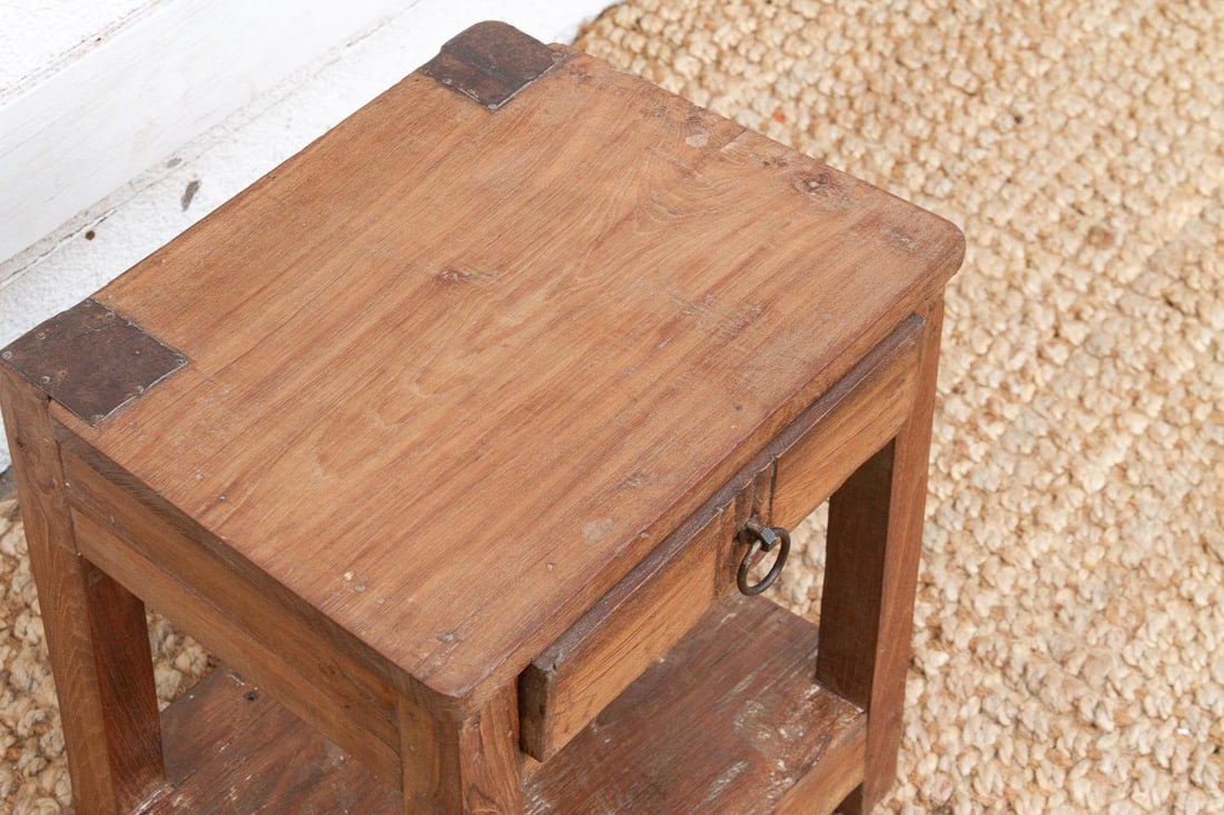 Small Antique Colonial Teak End Table - 4