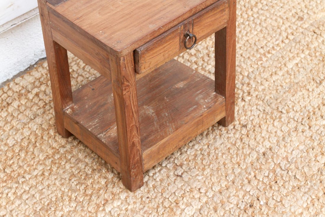 Small Antique Colonial Teak End Table - 5
