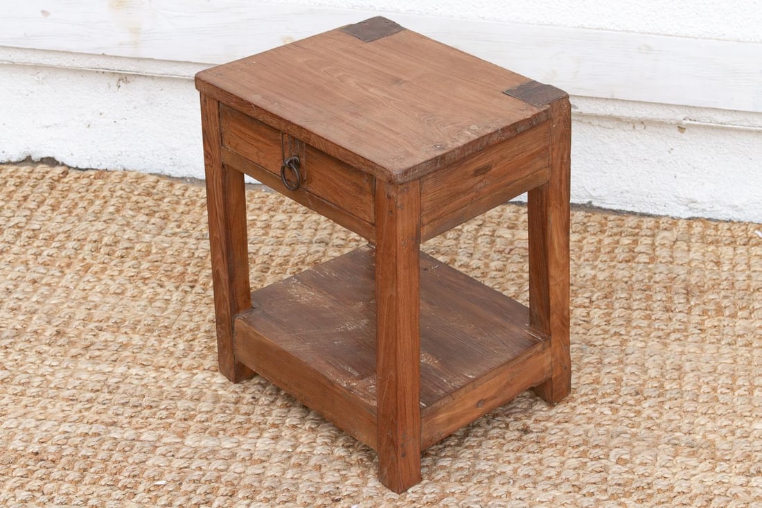 Small Antique Colonial Teak End Table - 6