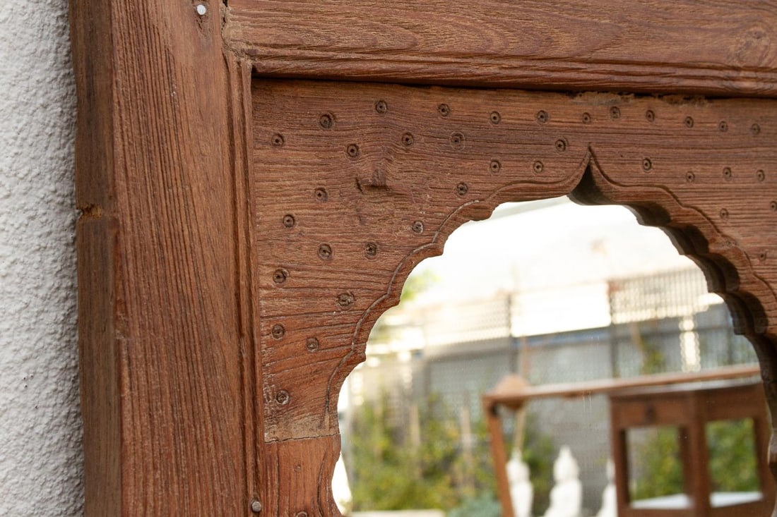 Early 1800's Double Arch Tall Haveli Mirror - 6