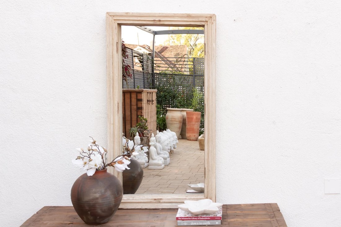Grand Sun Bleached Architectural Teak Mirror - 2