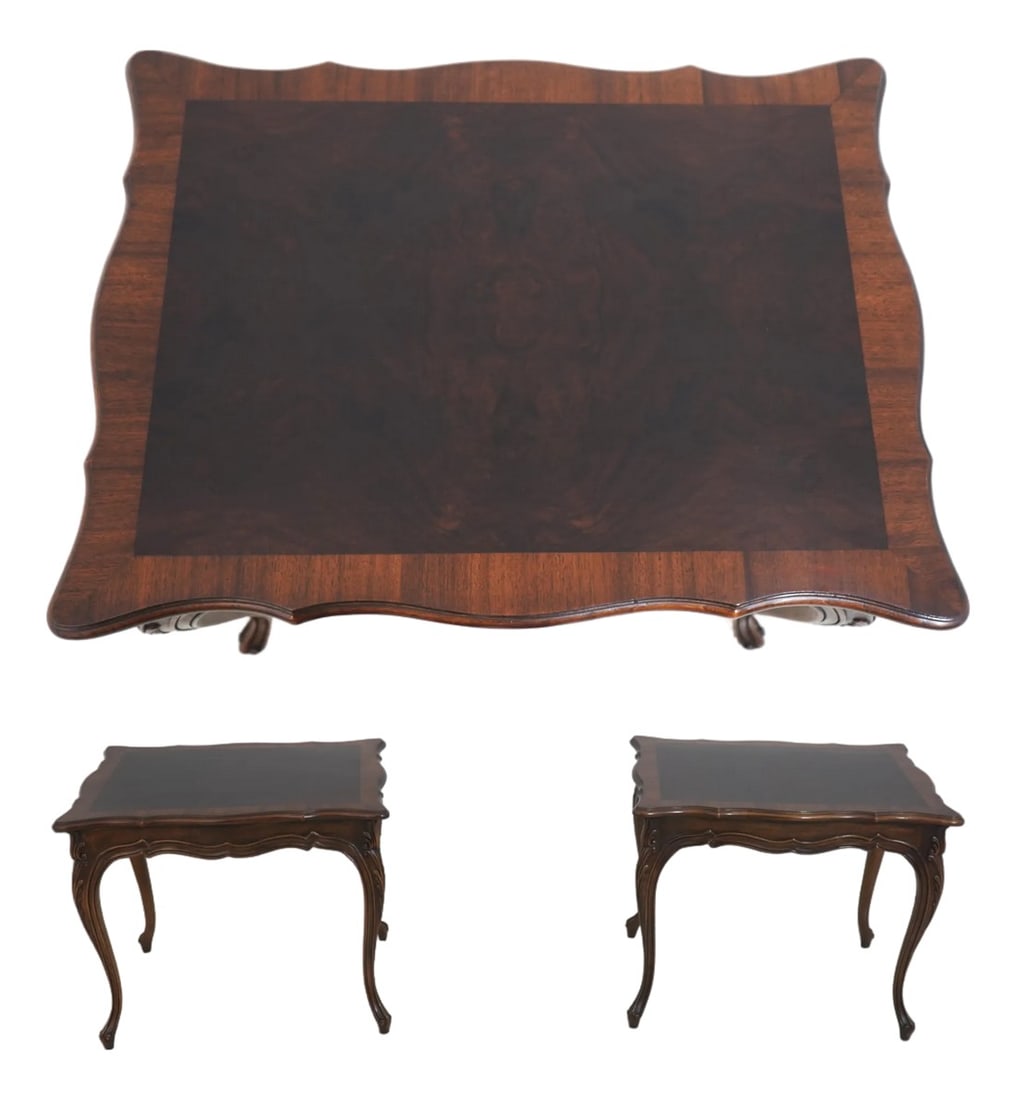 Pair Karges French Louis XV Walnut End Tables: Age: Approx: 30 Years Old Details: Gorgeous Burl Walnut Finish Fine Carved Details High Quality Construction Super Clean & Well Cared For Offered @ Fraction Original Retail Cost Condition:
