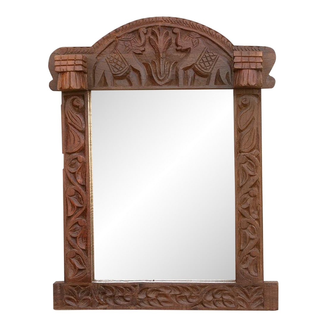Dark Walnut Finish Tribal Carved Mirror (1 of 6)