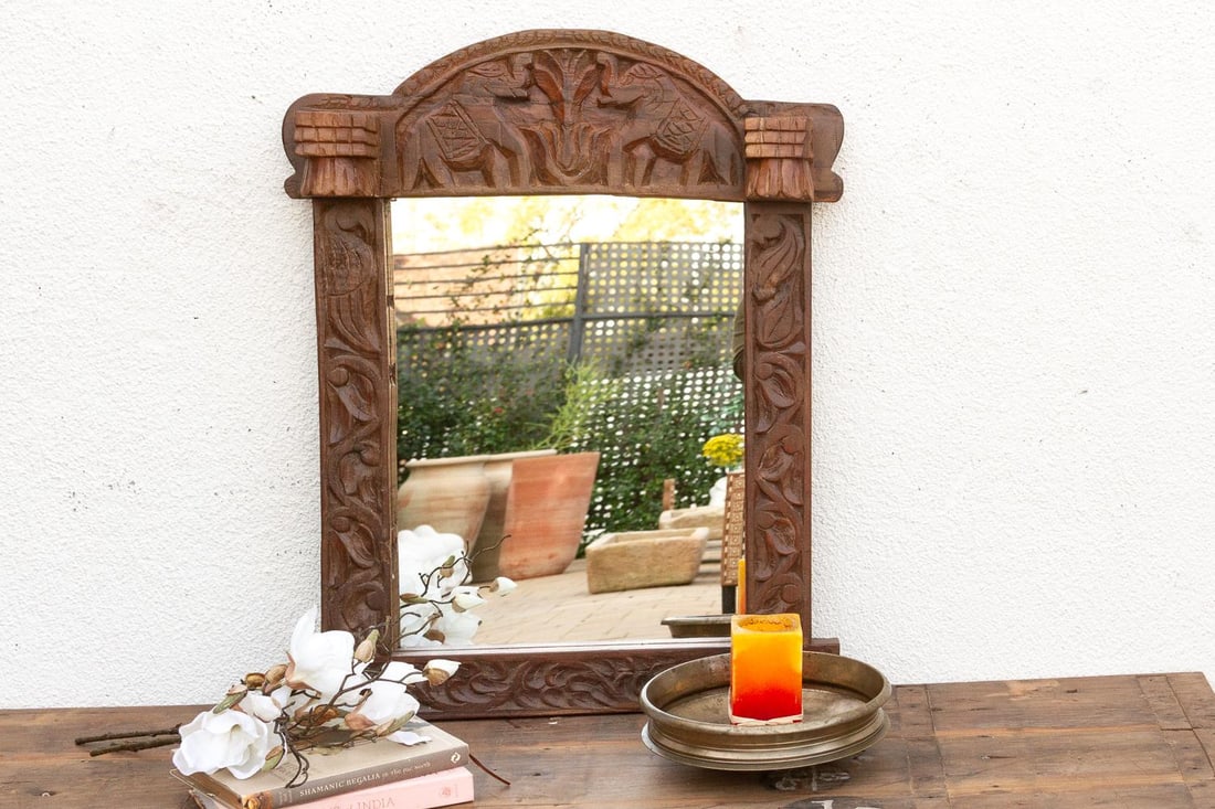 Royal Elephant High-Relief Carved Mirror - 2