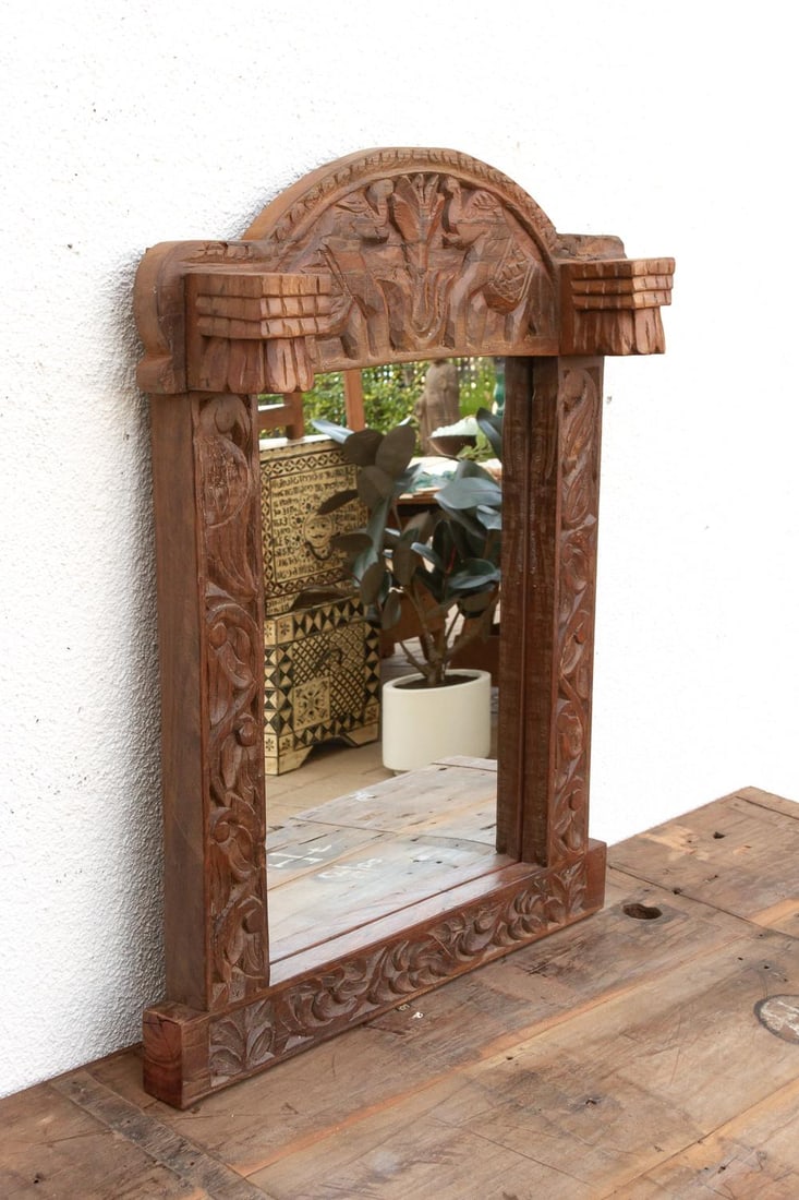 Royal Elephant High-Relief Carved Mirror - 3