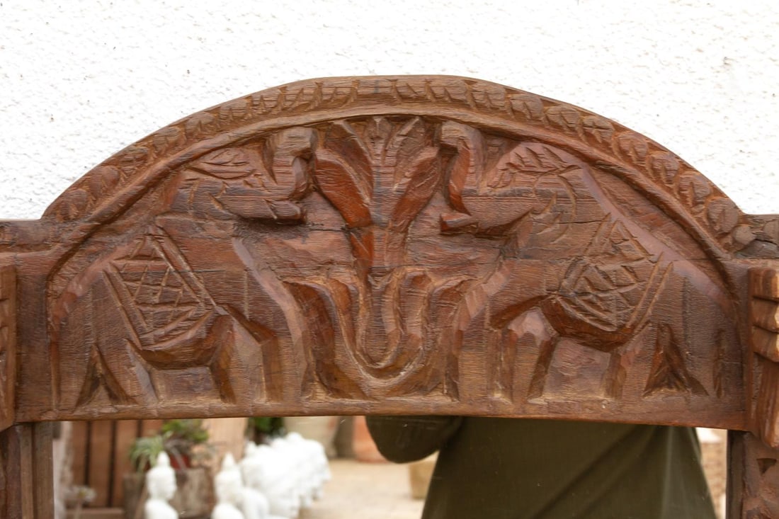 Royal Elephant High-Relief Carved Mirror - 4