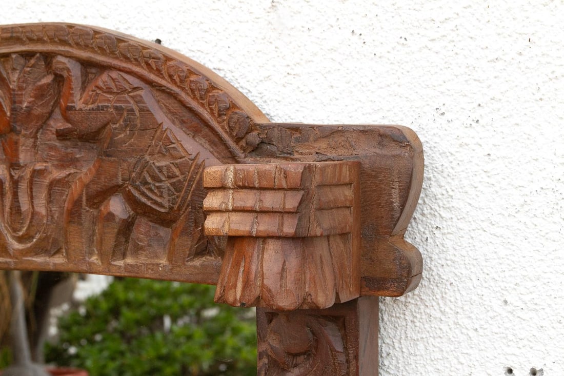 Royal Elephant High-Relief Carved Mirror - 5