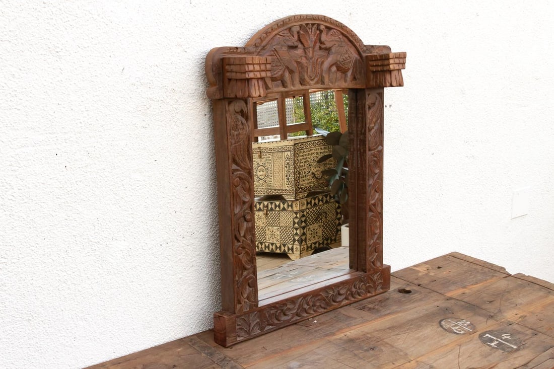 Royal Elephant High-Relief Carved Mirror - 7