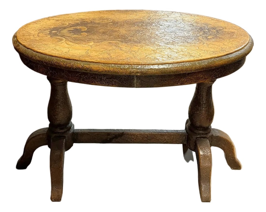 1990s Victorian Style Hand Painted Oval End Table (1 of 6)