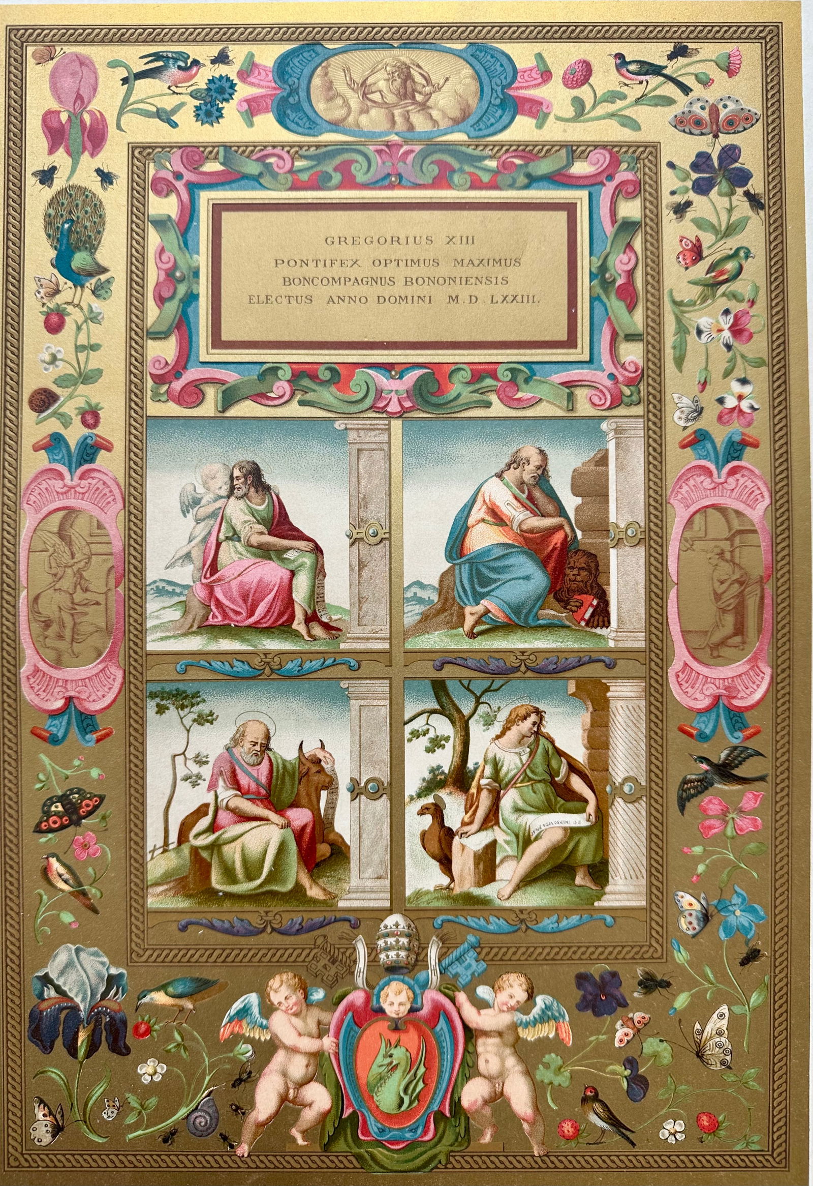 Renaissance Illuminated Chromolithograph Prints, "” Set of 2, 1870 - 2