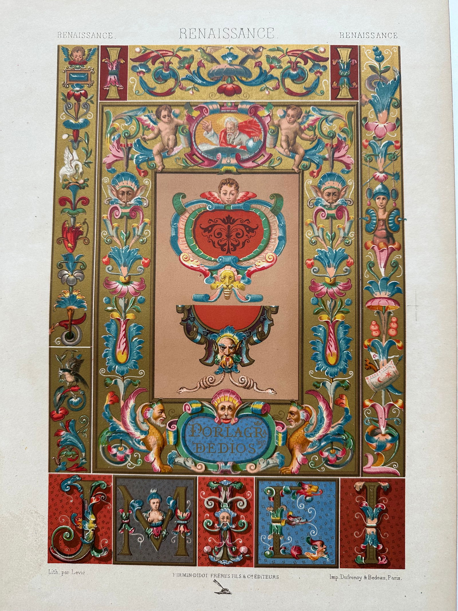 Renaissance Illuminated Chromolithograph Prints, "” Set of 2, 1870 - 5