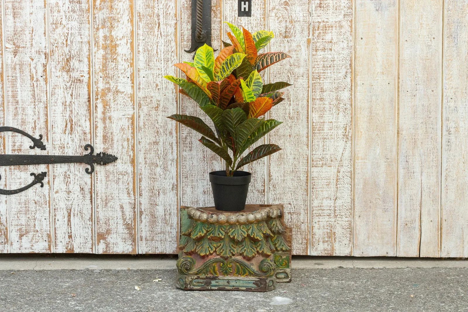 Antique Multi-Color Acanthus Leaf Indian Carved Base - 8