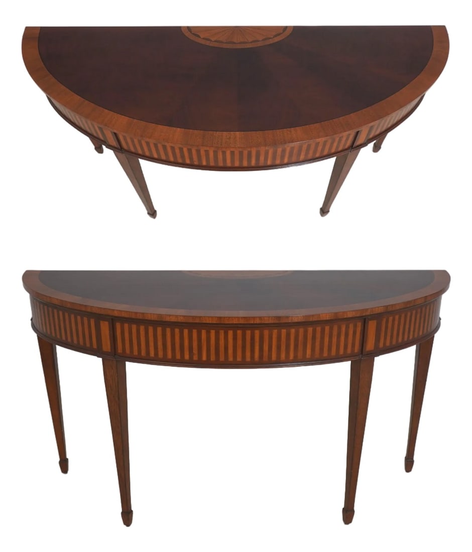 Ethan Allen Federal Inlaid Mahogany Console Table: Age: C.2005 Details: Quality Construction Nice Inlay Work Throughout Federal Style Traditional Style Offered @ Fraction Original Retail Cost Condition: Excellent Super Clean Original Finish &
