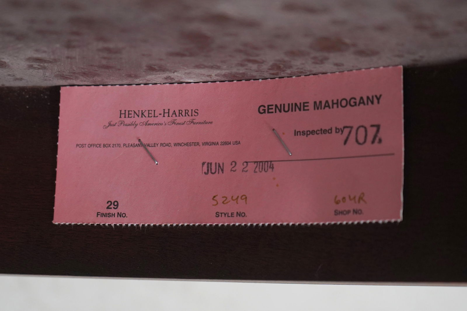 Henkel Harris Model 5249 Mahogany Coffee Table - 13