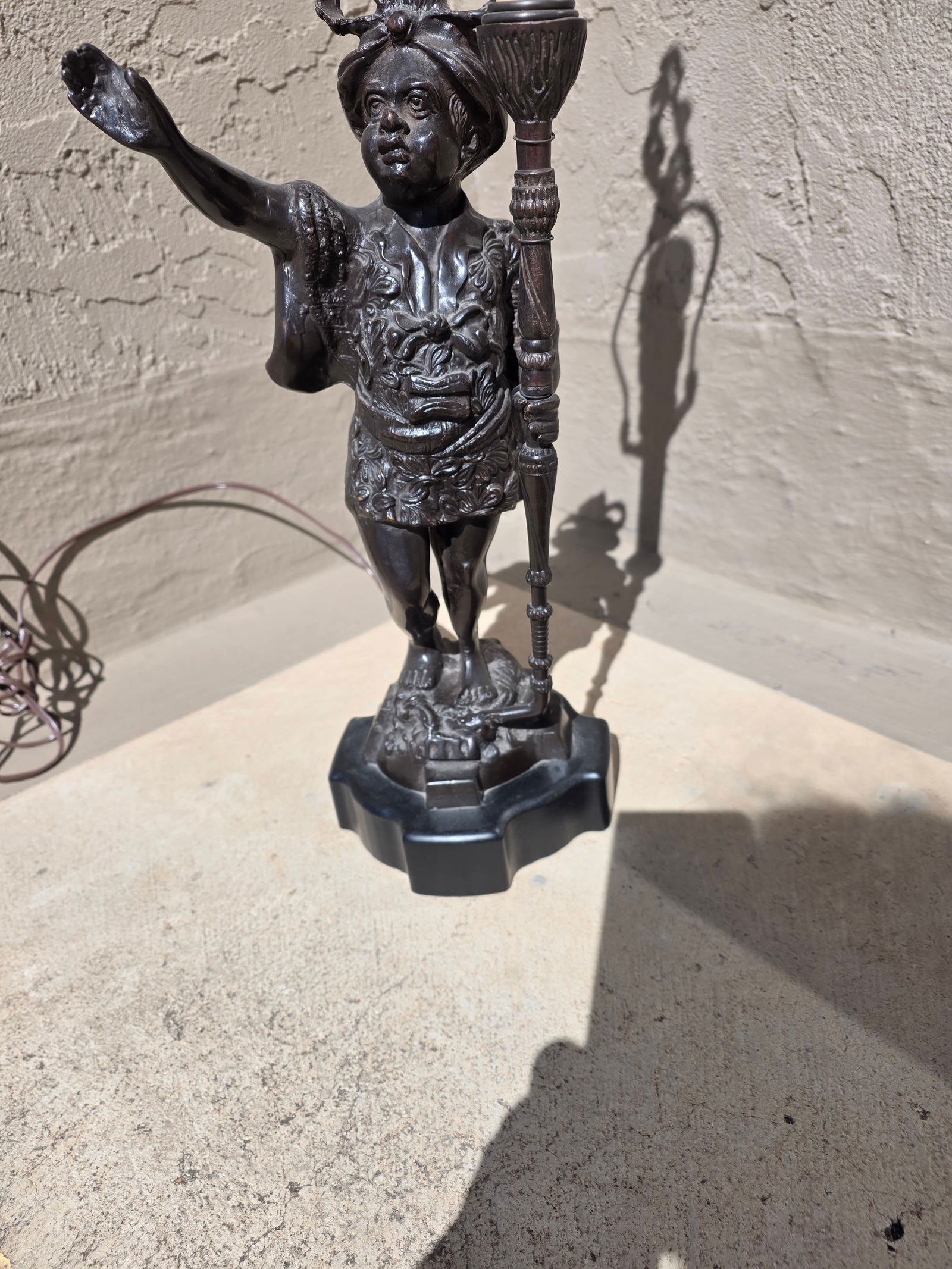 Figural Bronze Patinated Lamp - 11