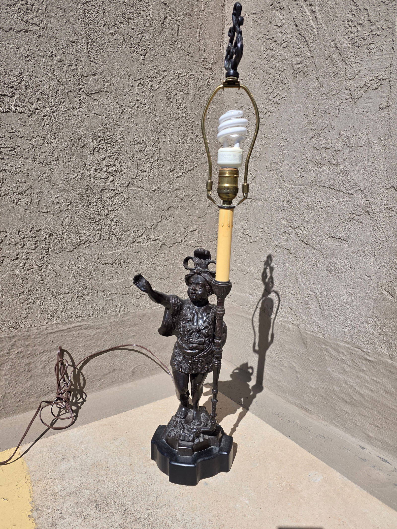Figural Bronze Patinated Lamp - 13