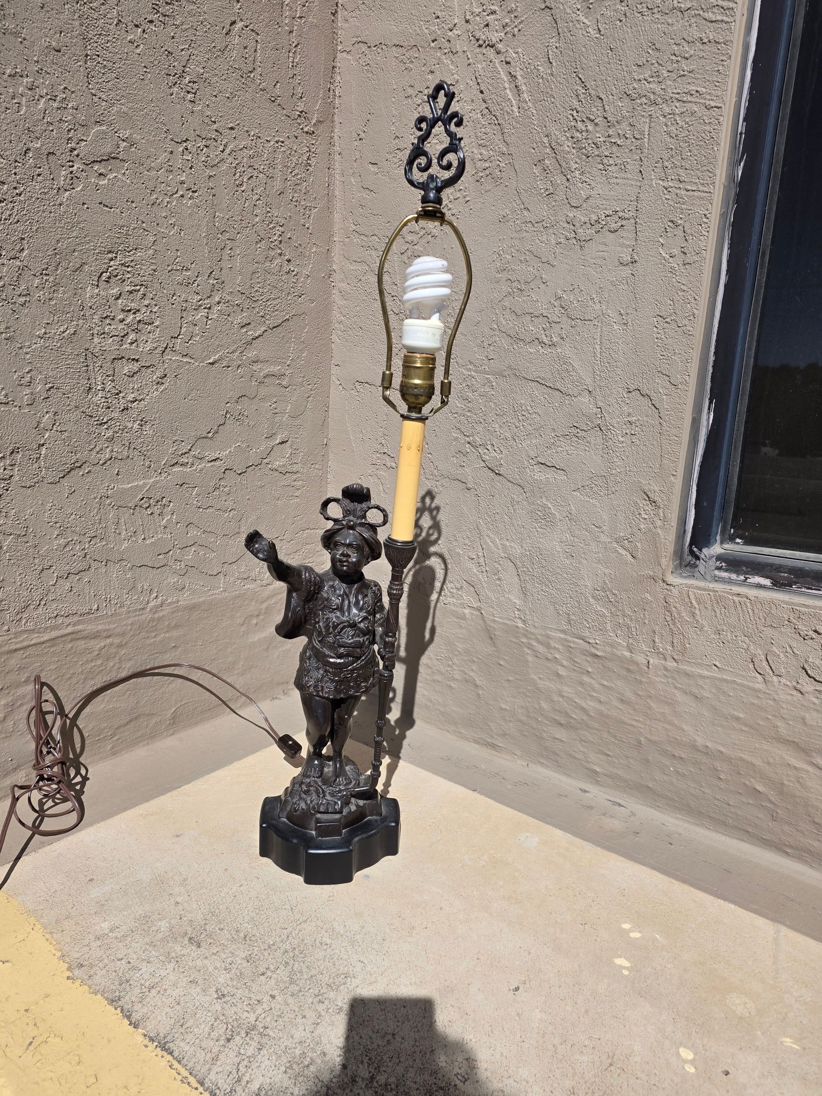 Figural Bronze Patinated Lamp - 14