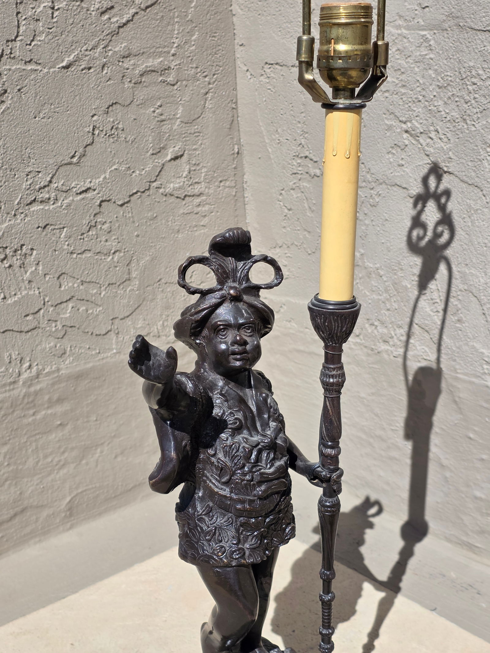 Figural Bronze Patinated Lamp - 4
