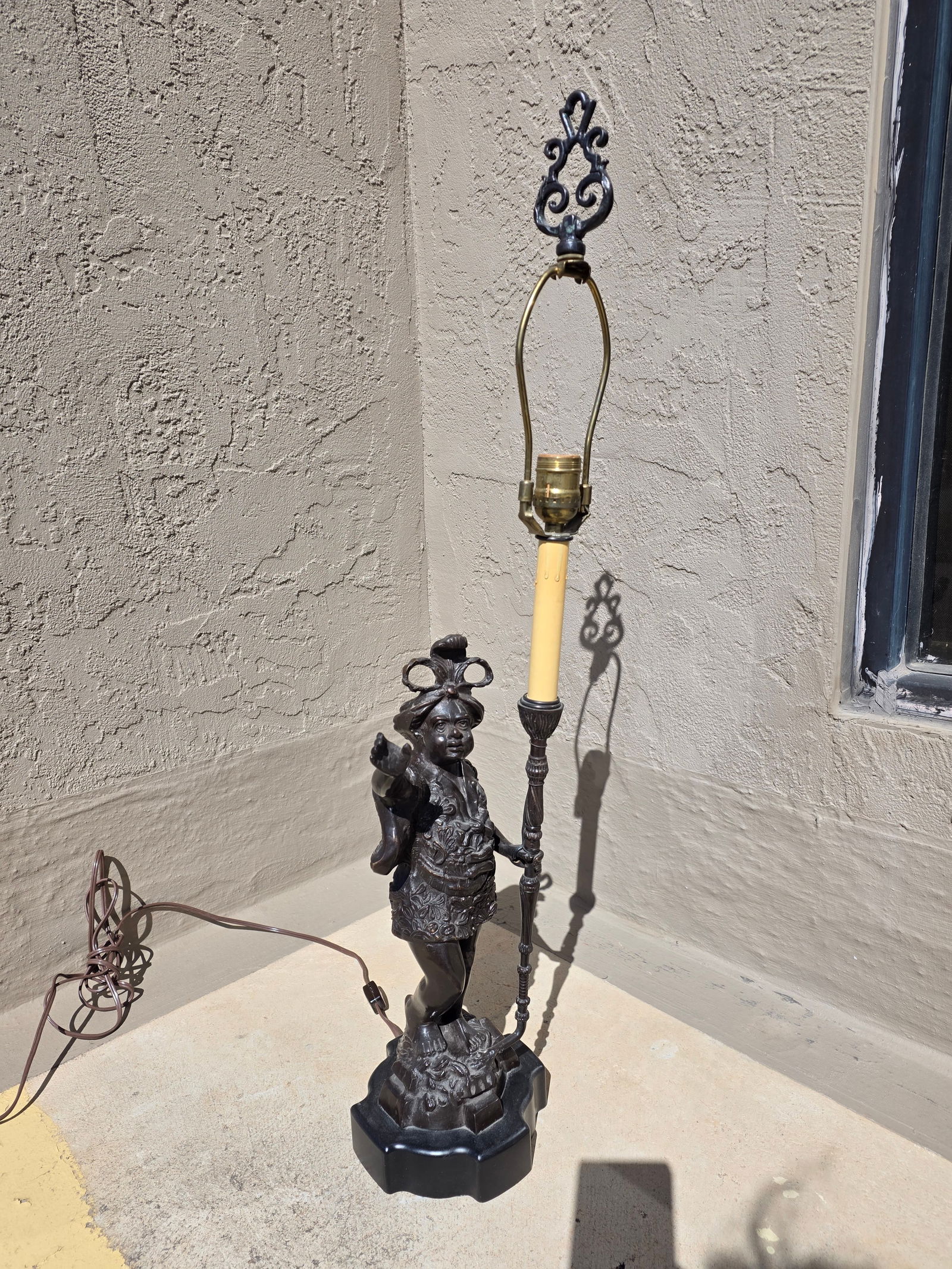 Figural Bronze Patinated Lamp - 5