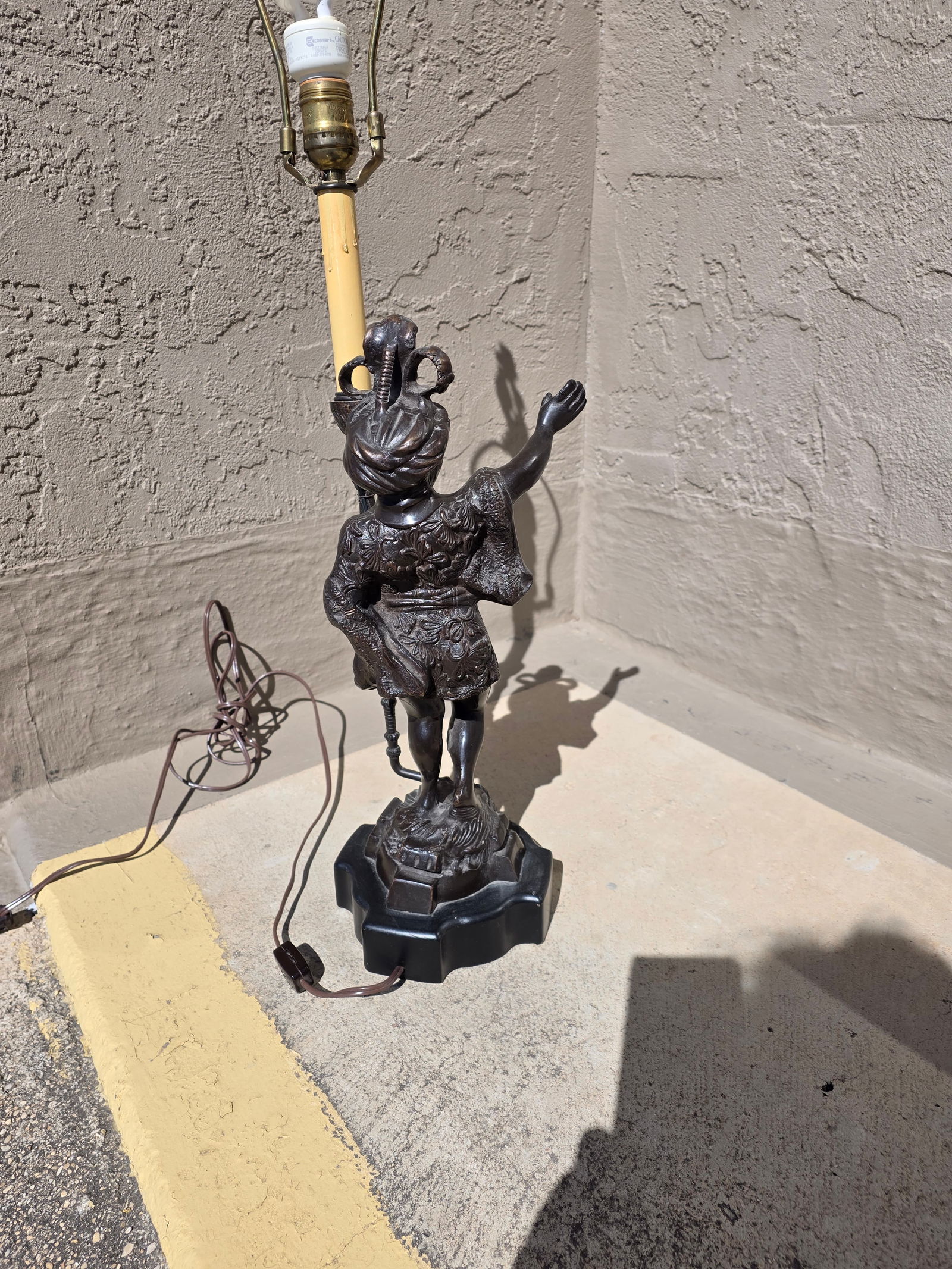 Figural Bronze Patinated Lamp - 6