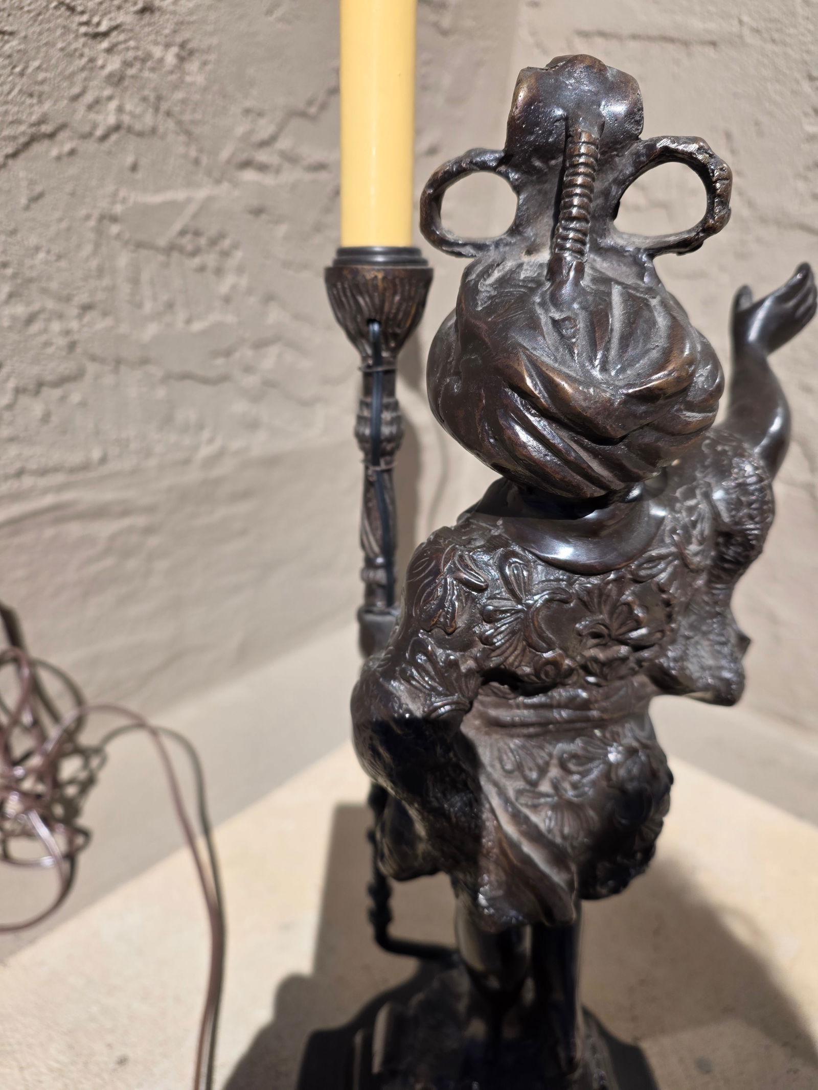Figural Bronze Patinated Lamp - 8