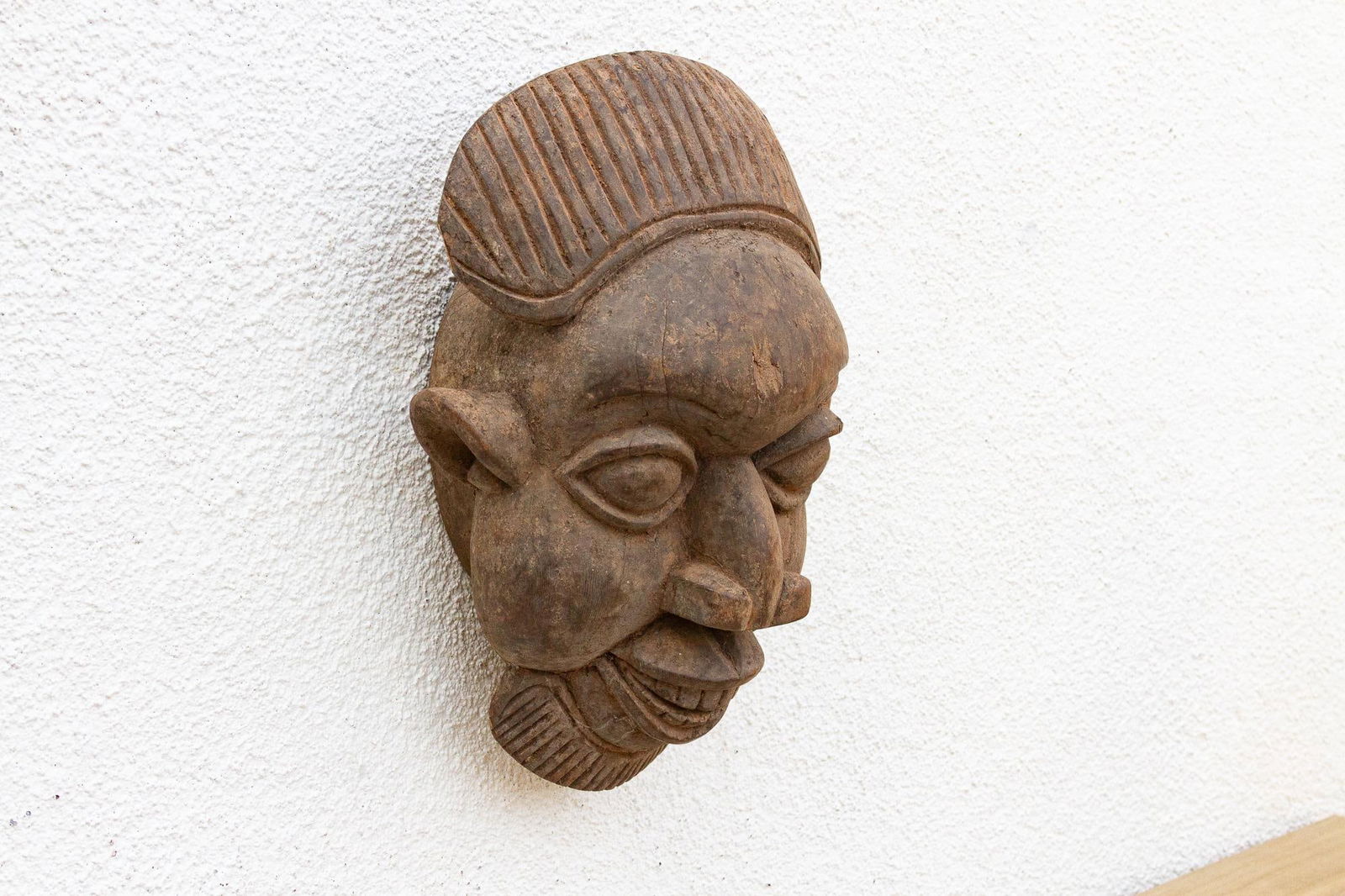 Rustic Wooden African Mask, the Silent Witness - 3