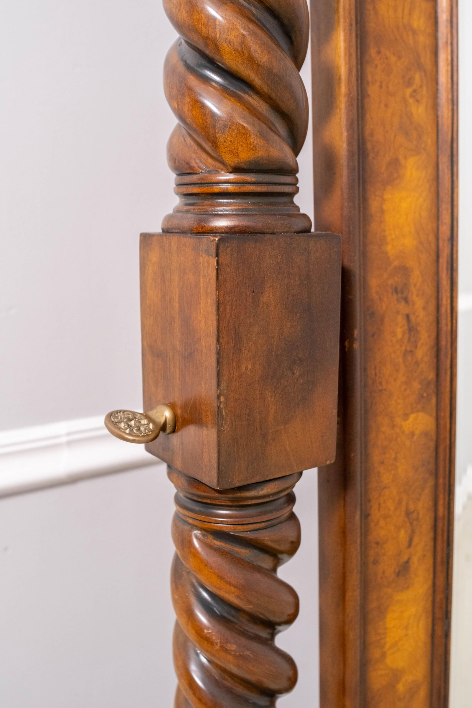 Theodore Alexander Burl Wood Barley Twist Tall Chevel Dressing Mirror - 13