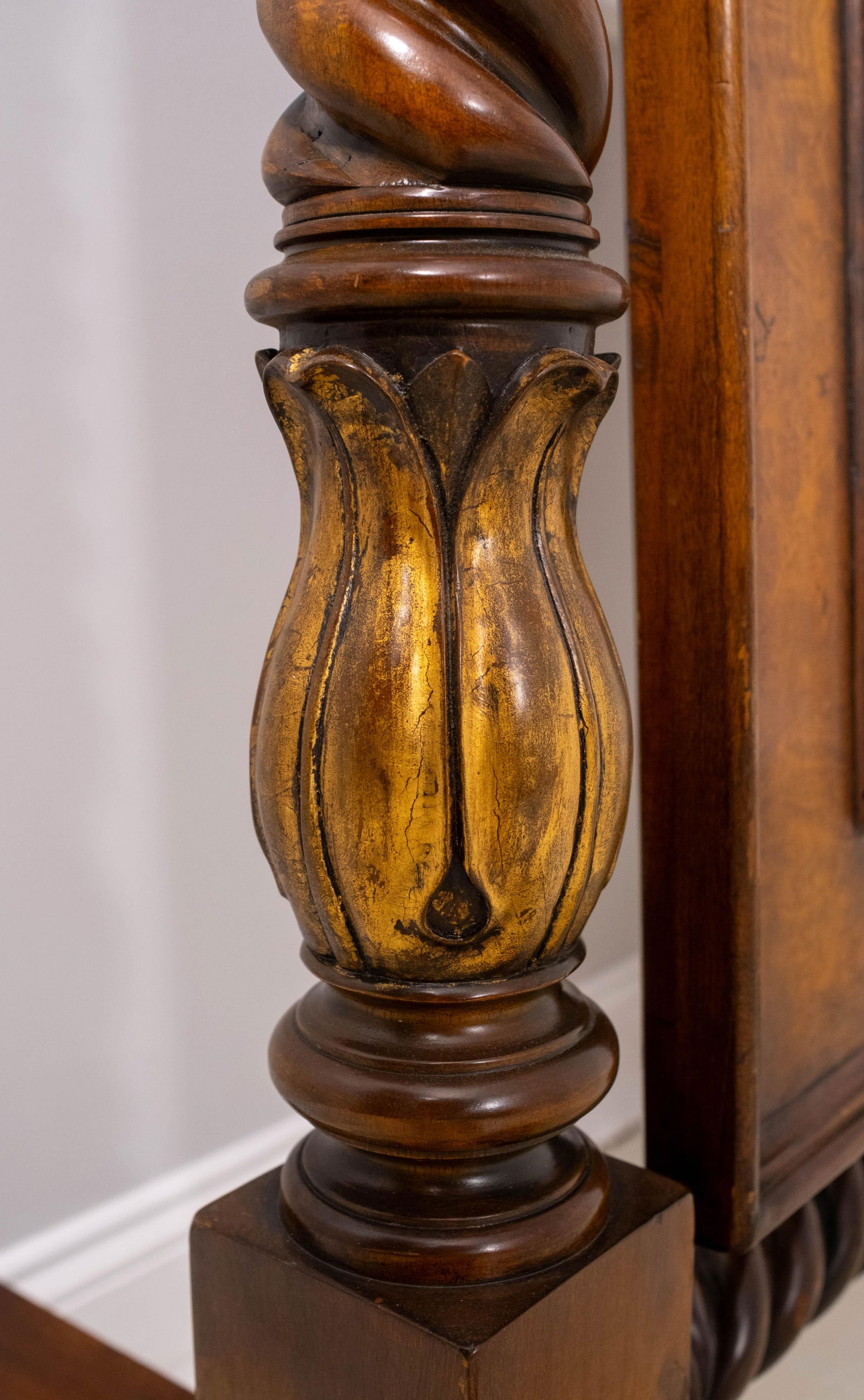 Theodore Alexander Burl Wood Barley Twist Tall Chevel Dressing Mirror - 14