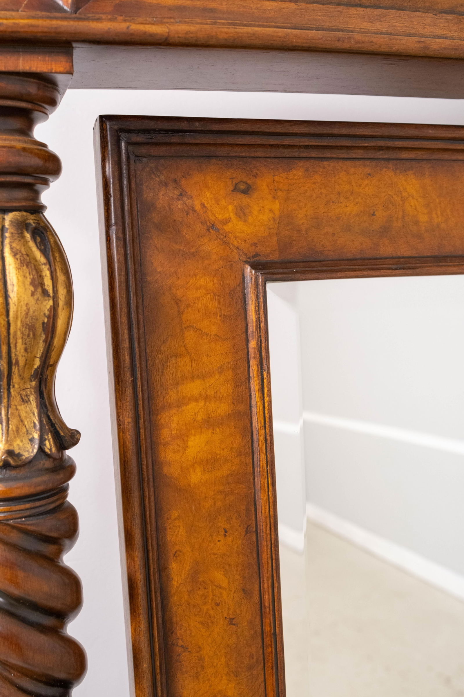 Theodore Alexander Burl Wood Barley Twist Tall Chevel Dressing Mirror - 5