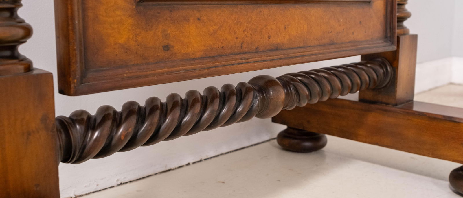 Theodore Alexander Burl Wood Barley Twist Tall Chevel Dressing Mirror - 8