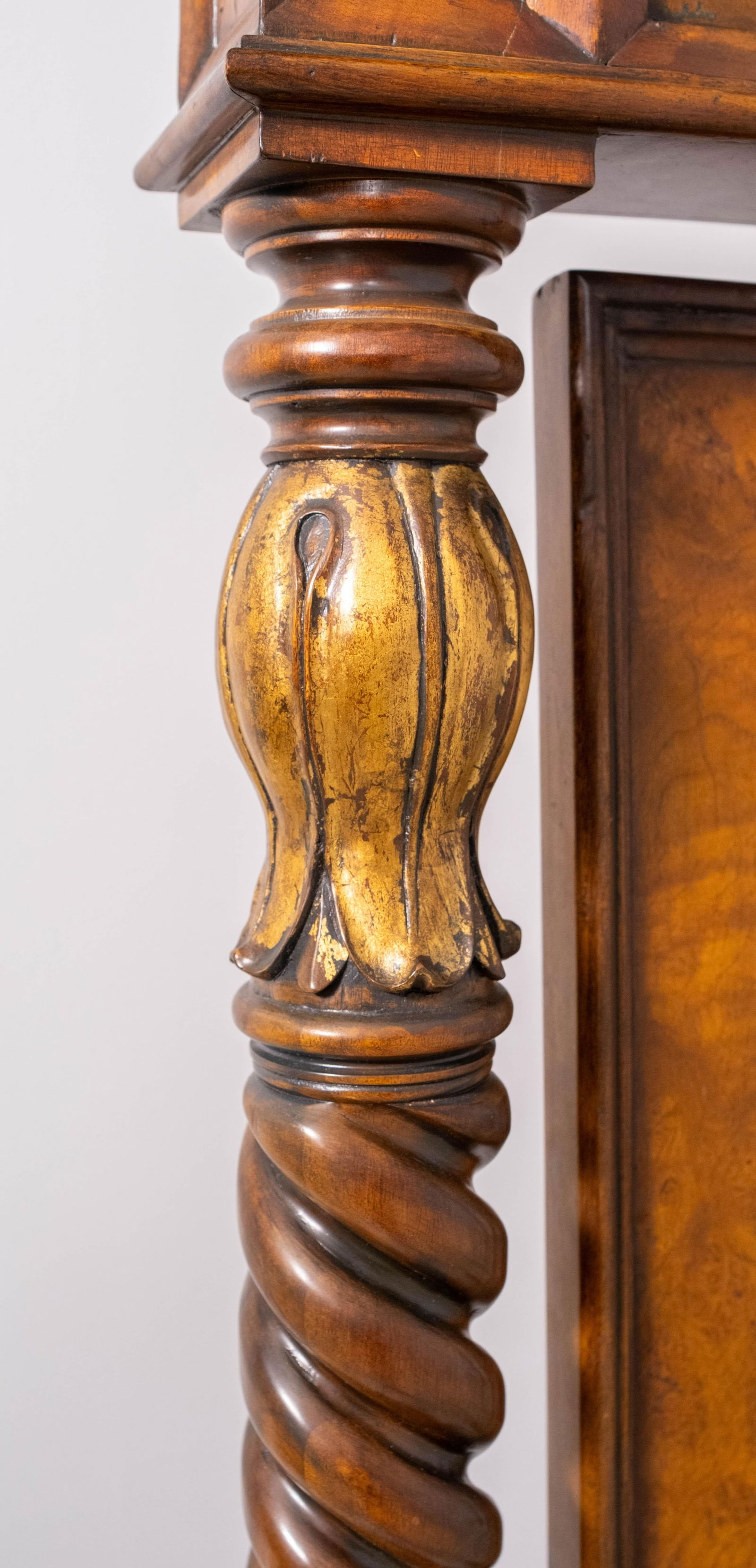 Theodore Alexander Burl Wood Barley Twist Tall Chevel Dressing Mirror - 9