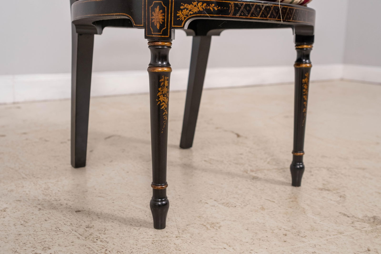 Vintage Regency Style Eglomise & Gilt Cane Seat Armchair - 14