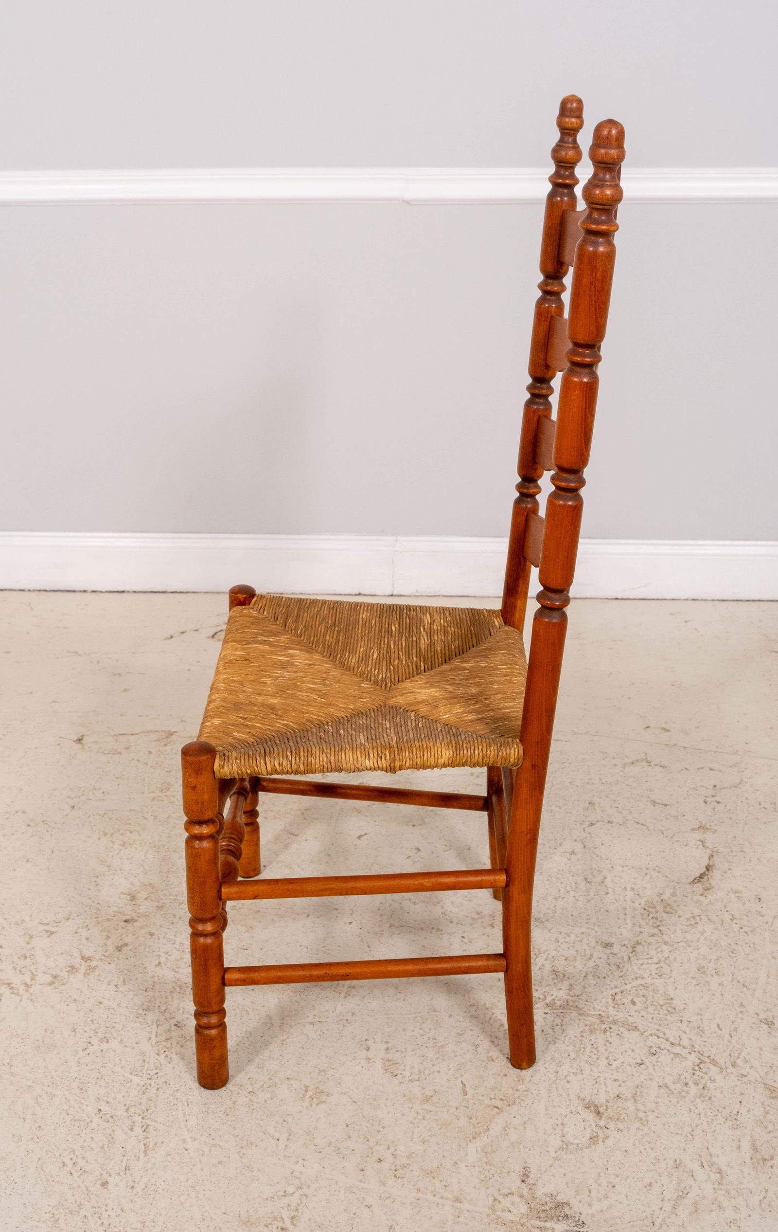 Set of 4 Maple Rush Seat Ladder Back Chairs - 5