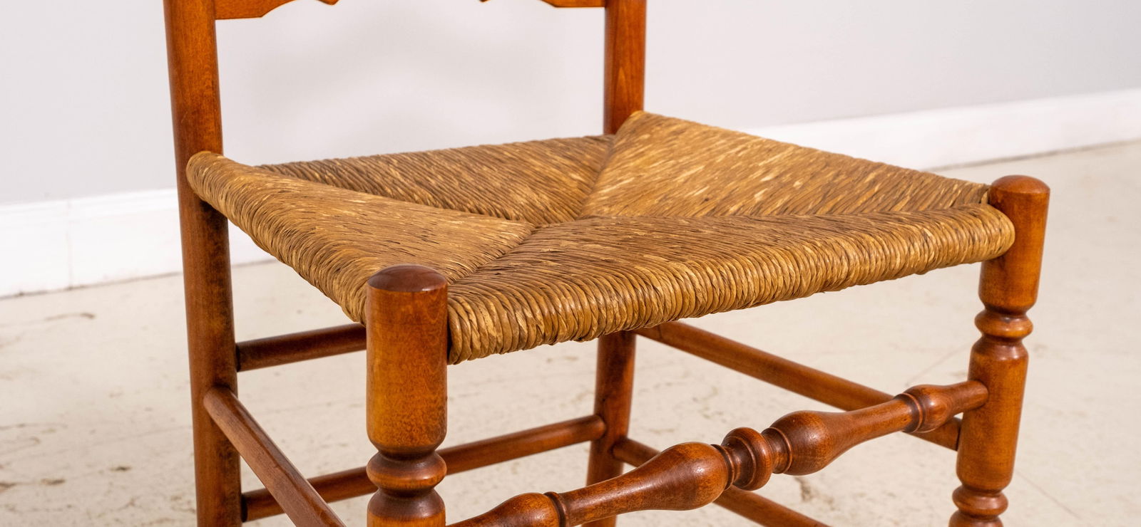 Set of 4 Maple Rush Seat Ladder Back Chairs - 7