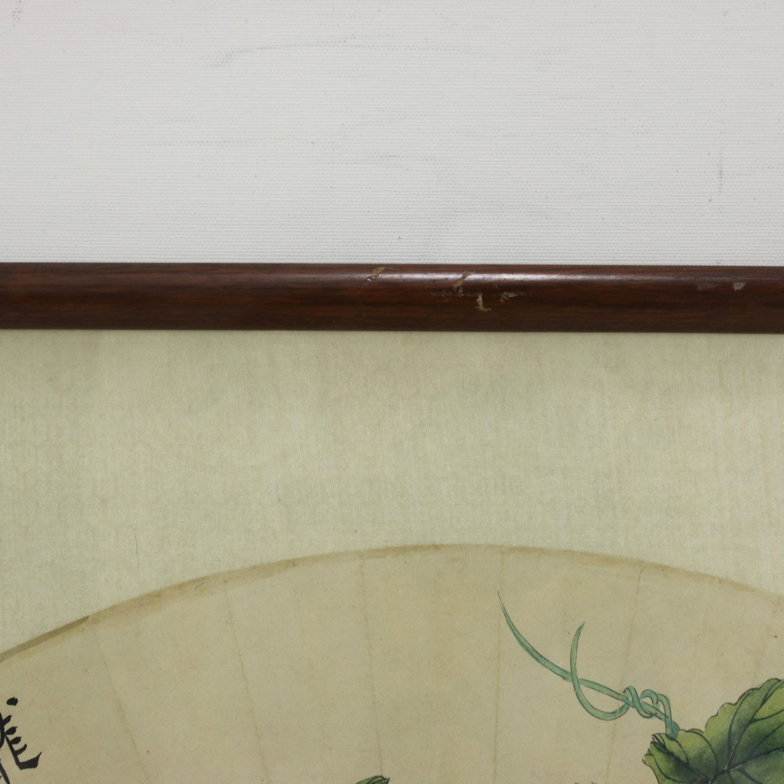 Vintage Chinese Fan Painting Fruit Still Life With Pomegranate and Grapes Framed Ink and Color on Pa - 8