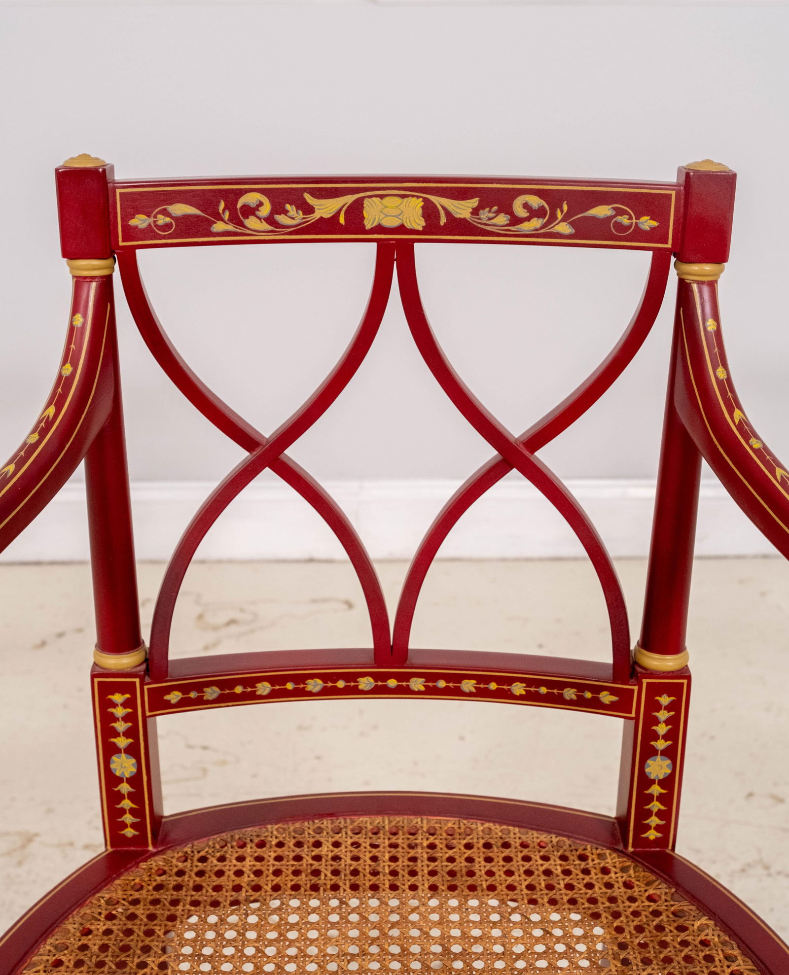 Pair Neoclassical Hand Paint Decorated Adams Style Armchairs - 6