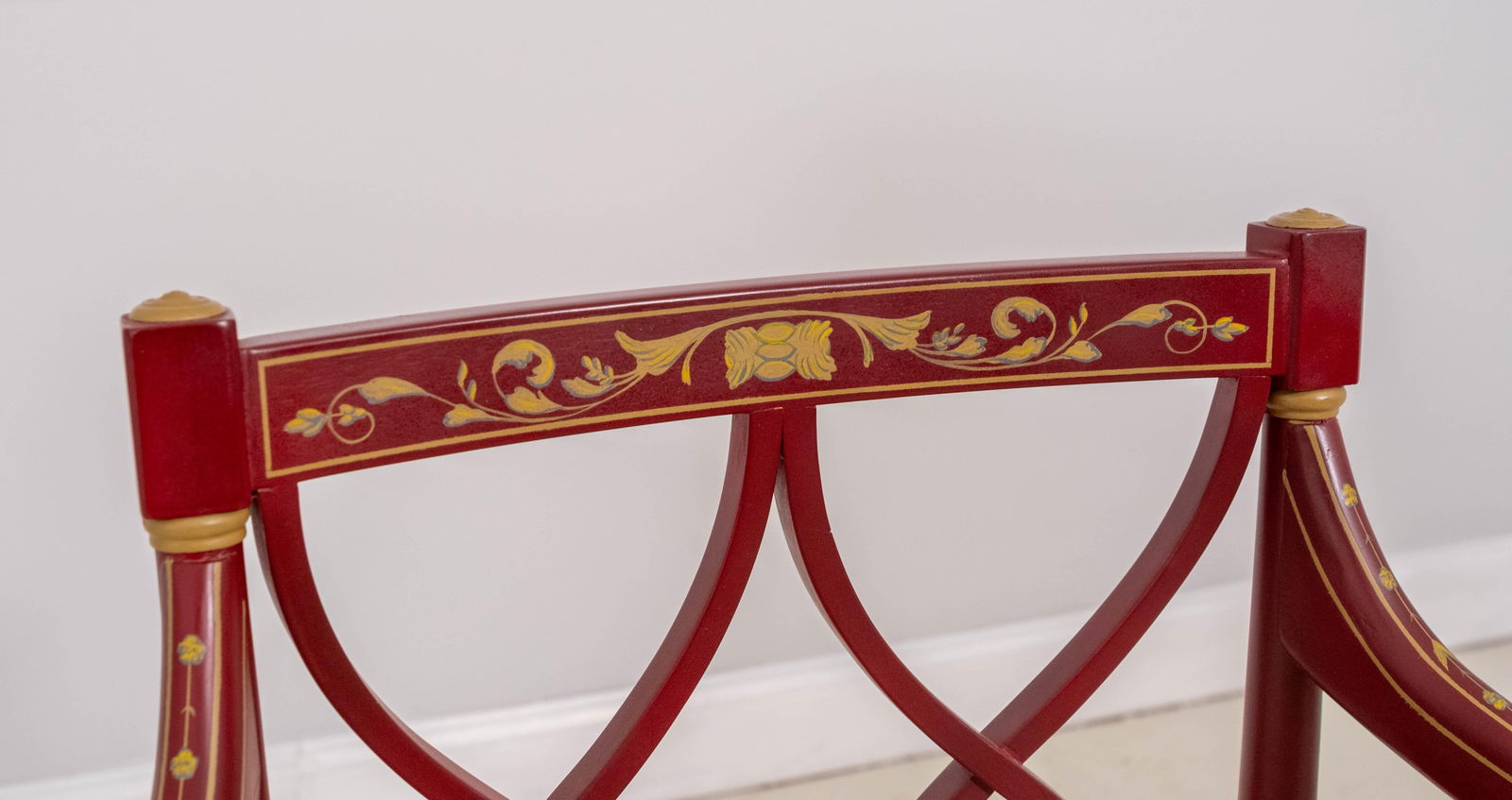 Pair Neoclassical Hand Paint Decorated Adams Style Armchairs - 7