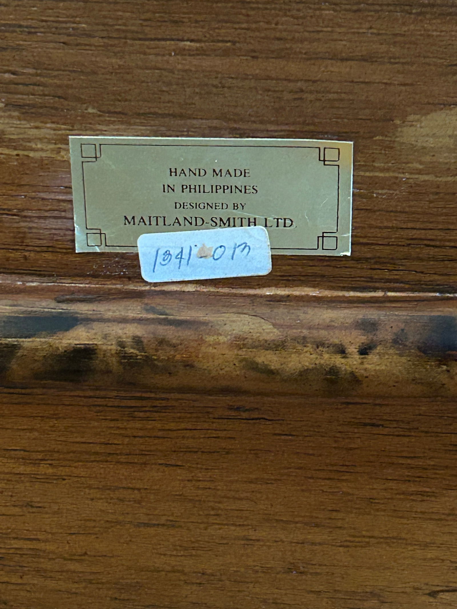 Vintage Maitland - Smith Scorched Bamboo and Tooled Leather Chinoiserie Canterbury Magazine Rack - 10